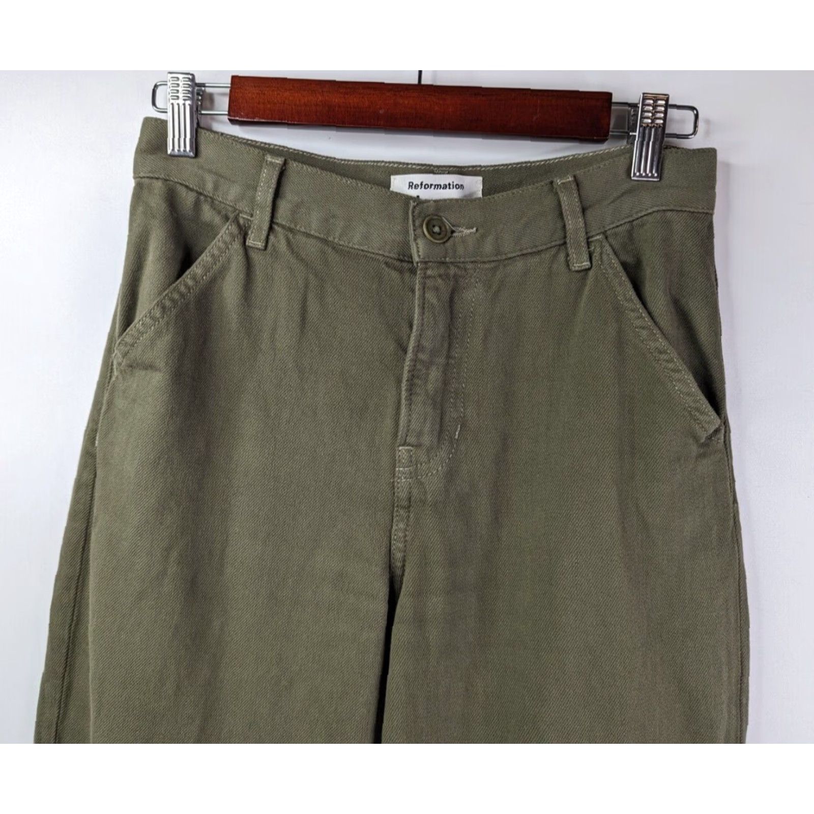 Reformation Reformation Pants Cargo Women High Rise Size 24 Olive Army Wash Size 42" / US 20 - 2 Thumbnail