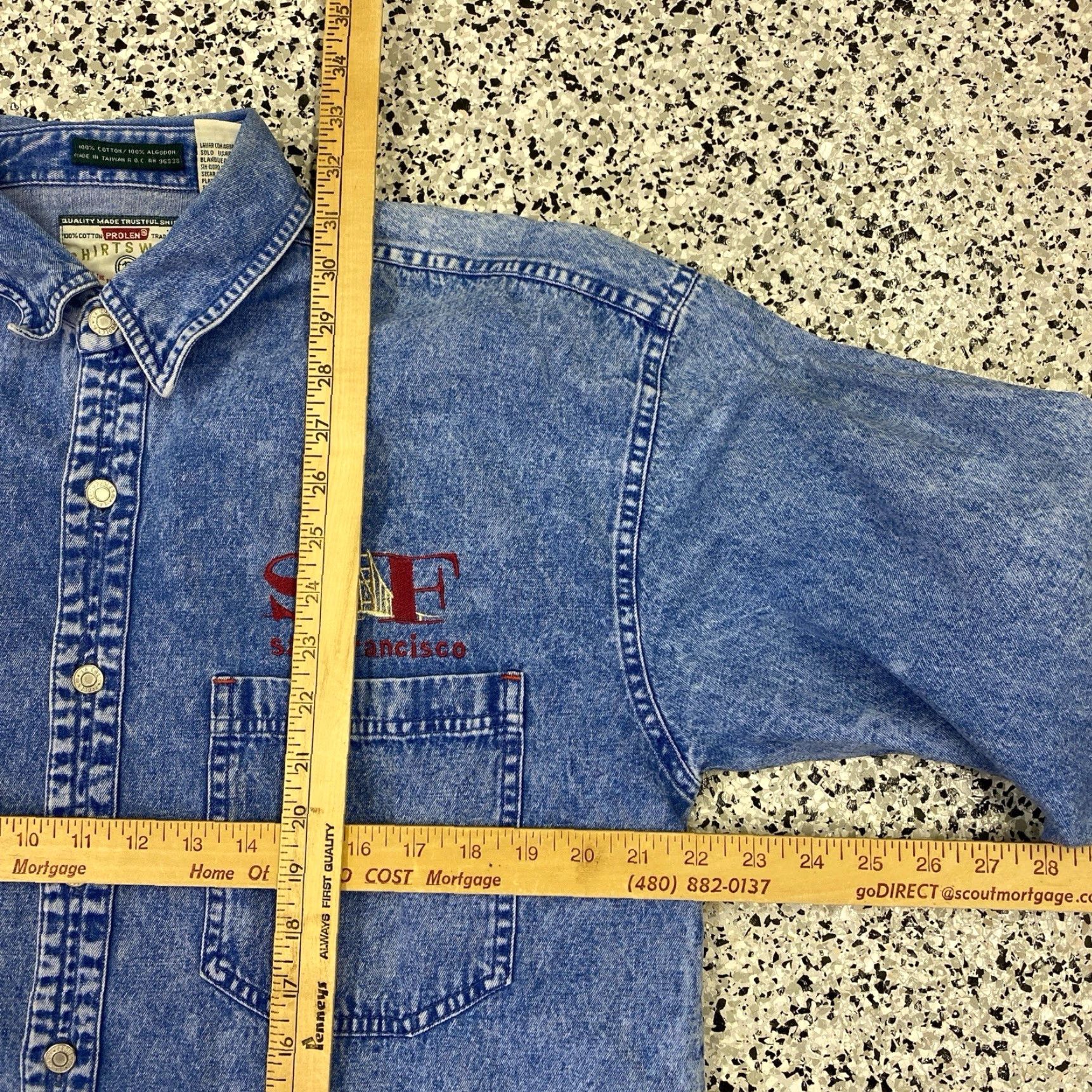 Denime VINTAGE Denim San Francisco Men Button Up Shirt Medium Embroidered Size US M / EU 48-50 / 2 - 2 Thumbnail