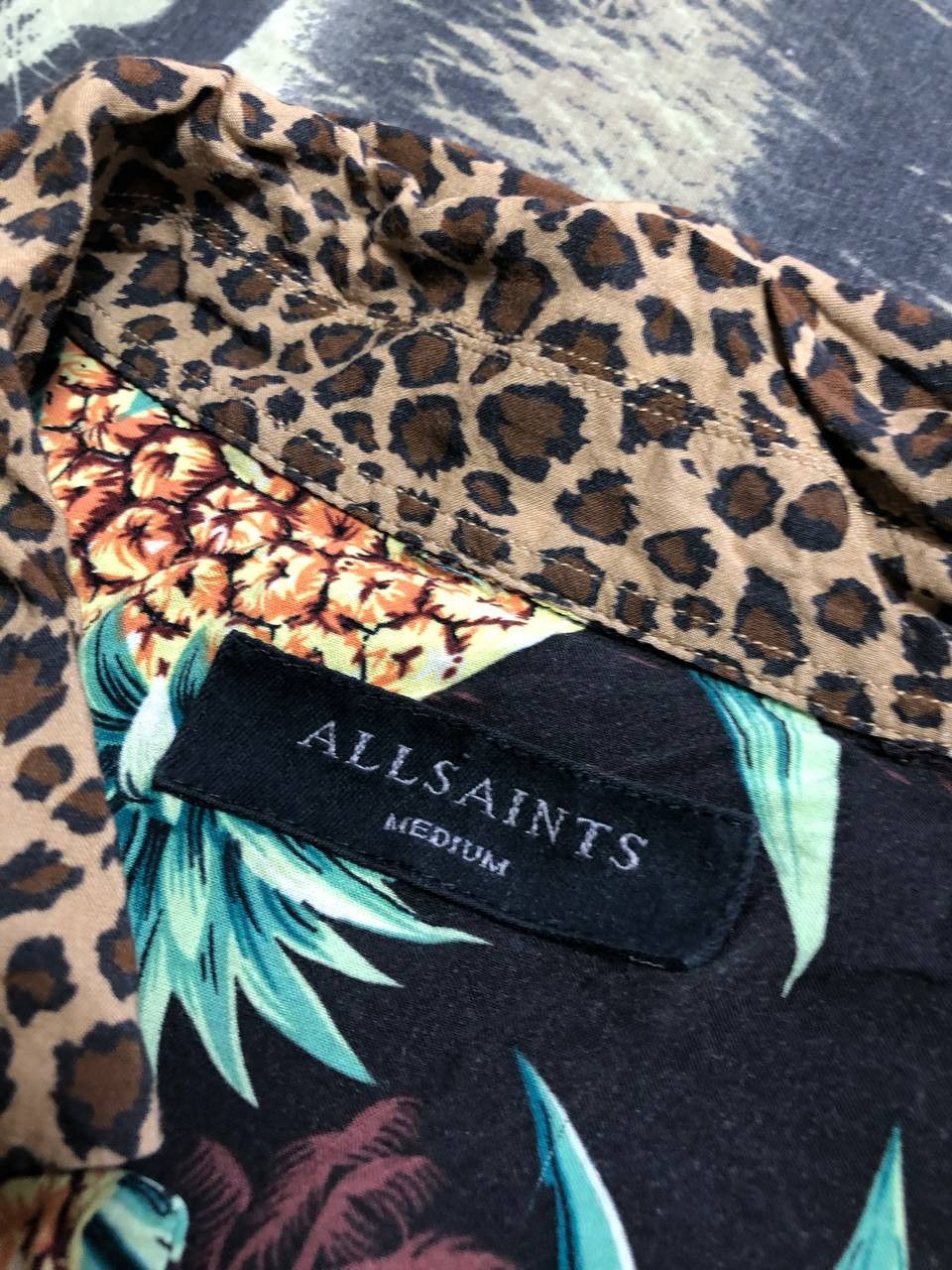 Allsaints Dark Hawaiian Shirt Vintage Floral Hawaiian Casual Shirt Size US M / EU 48-50 / 2 - 2 Thumbnail