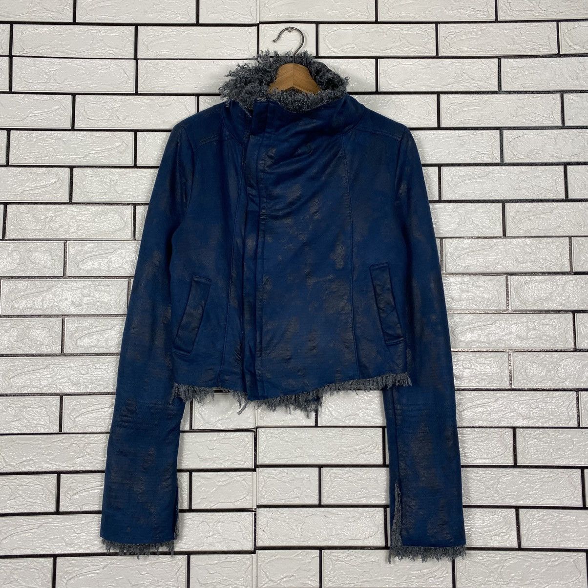 Japanese Brand Cropped Parachute Leather Jacket Spiralgirl Faux Fur Blanket Size M / US 6-8 / IT 42-44 - 2 Thumbnail