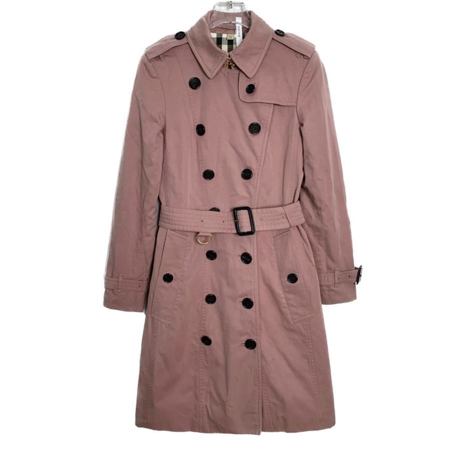 Burberry Burberry Womens Pink Cotton Double-Breasted Trench Coat With Size XS / US 0-2 / IT 36-38 - 1 Thumbnail