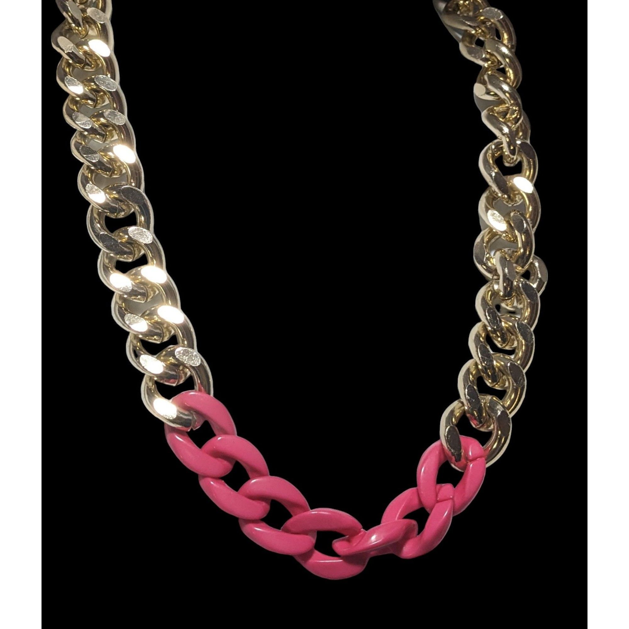 Other Chunky 80s Gold & Pink Chain Necklace Size ONE SIZE - 4 Thumbnail