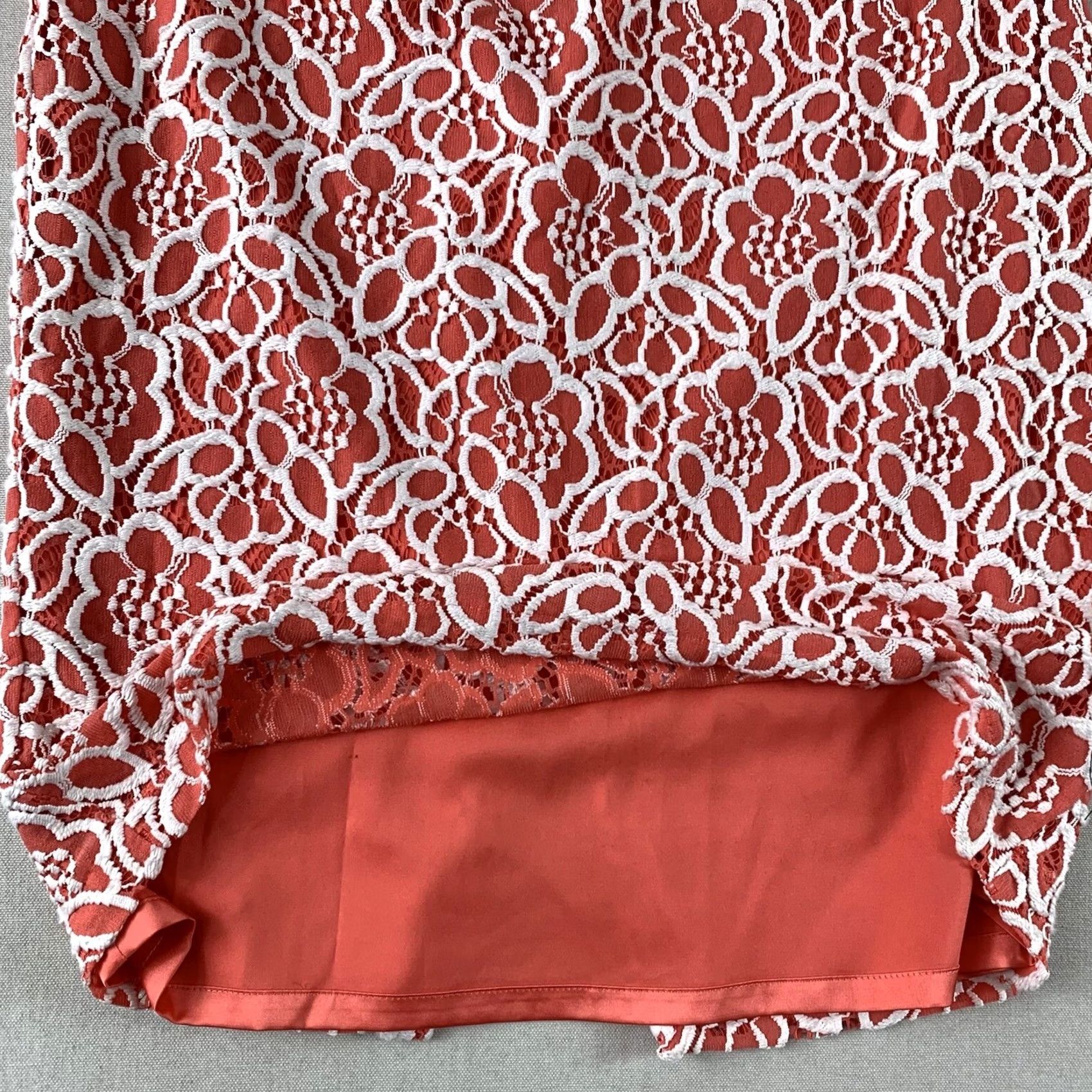 Pinko EVA MENDES Skirt Womens Size 10 Pink Coral White Laced Floral Size 32" / US 10 / IT 46 - 6 Thumbnail