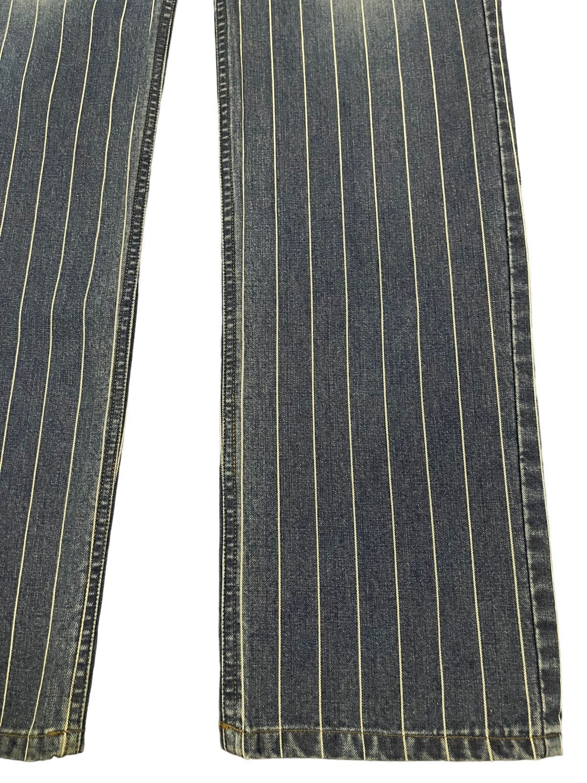 14th Addiction Vintage Japanese Skull Shit Distressed Style Stripe Jeans Size US 29 - 6 Thumbnail
