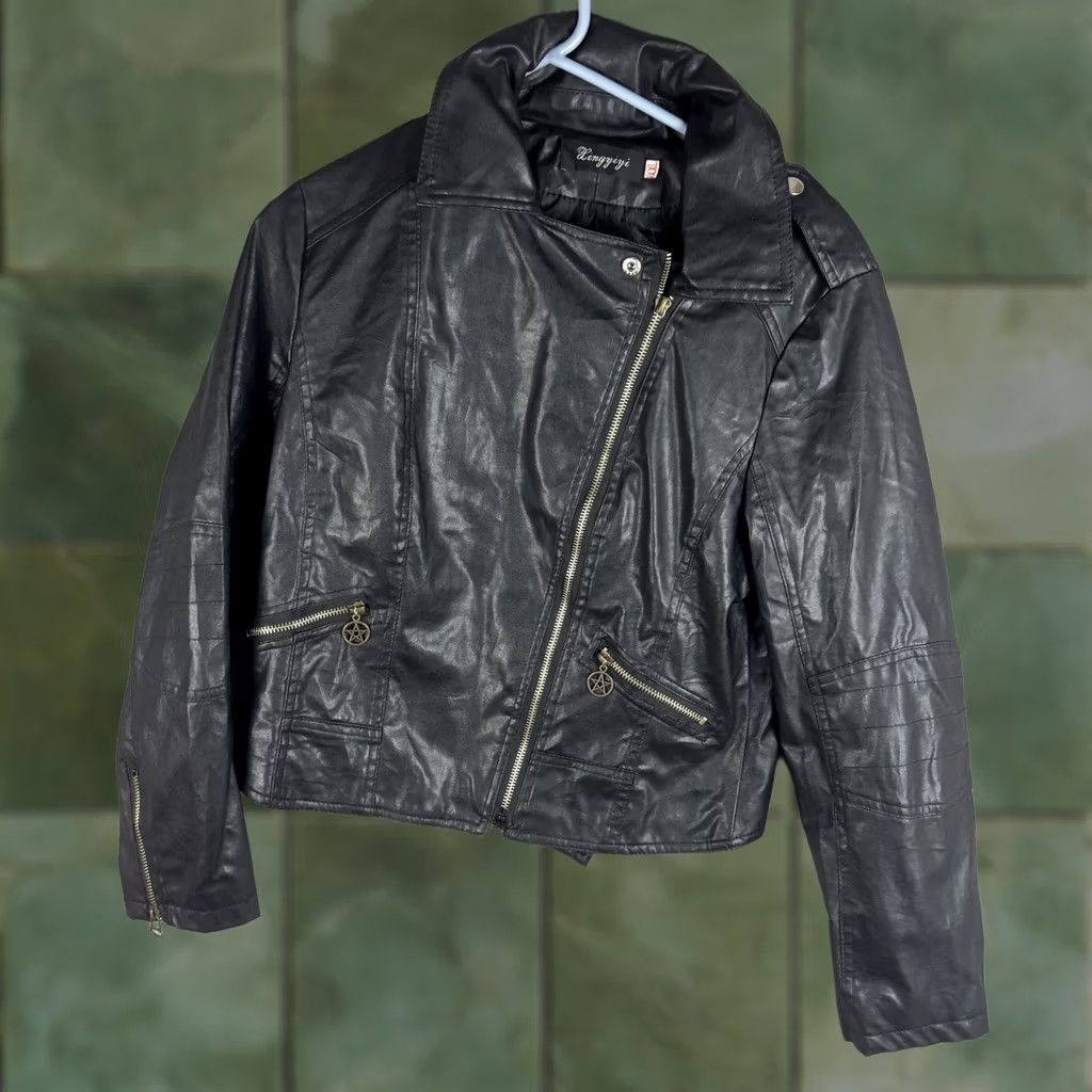 Vintage Xingyiyi Womens XXL Faux Leather Jacket Biker Asymmetrical Zip Short Moto Black Size XXL / US 16-18 / IT 52-54 - 1 Thumbnail
