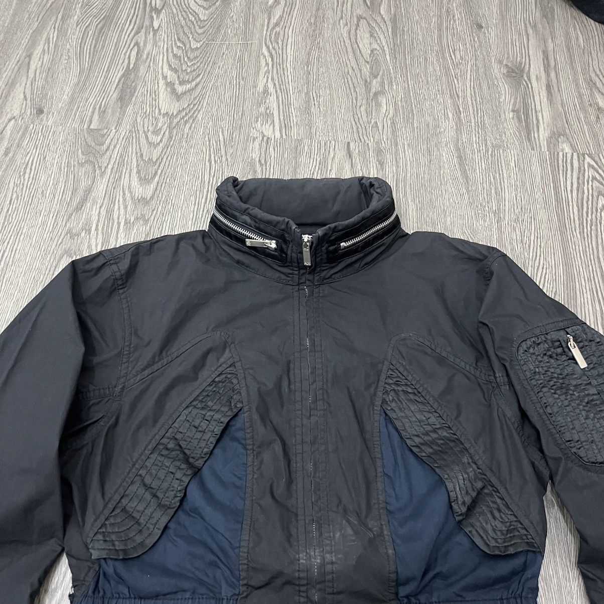 Armani Exchange Armani Exchange - Peplum Jacket Black Navy Hidden Hoodie Size US M / EU 48-50 / 2 - 3 Thumbnail