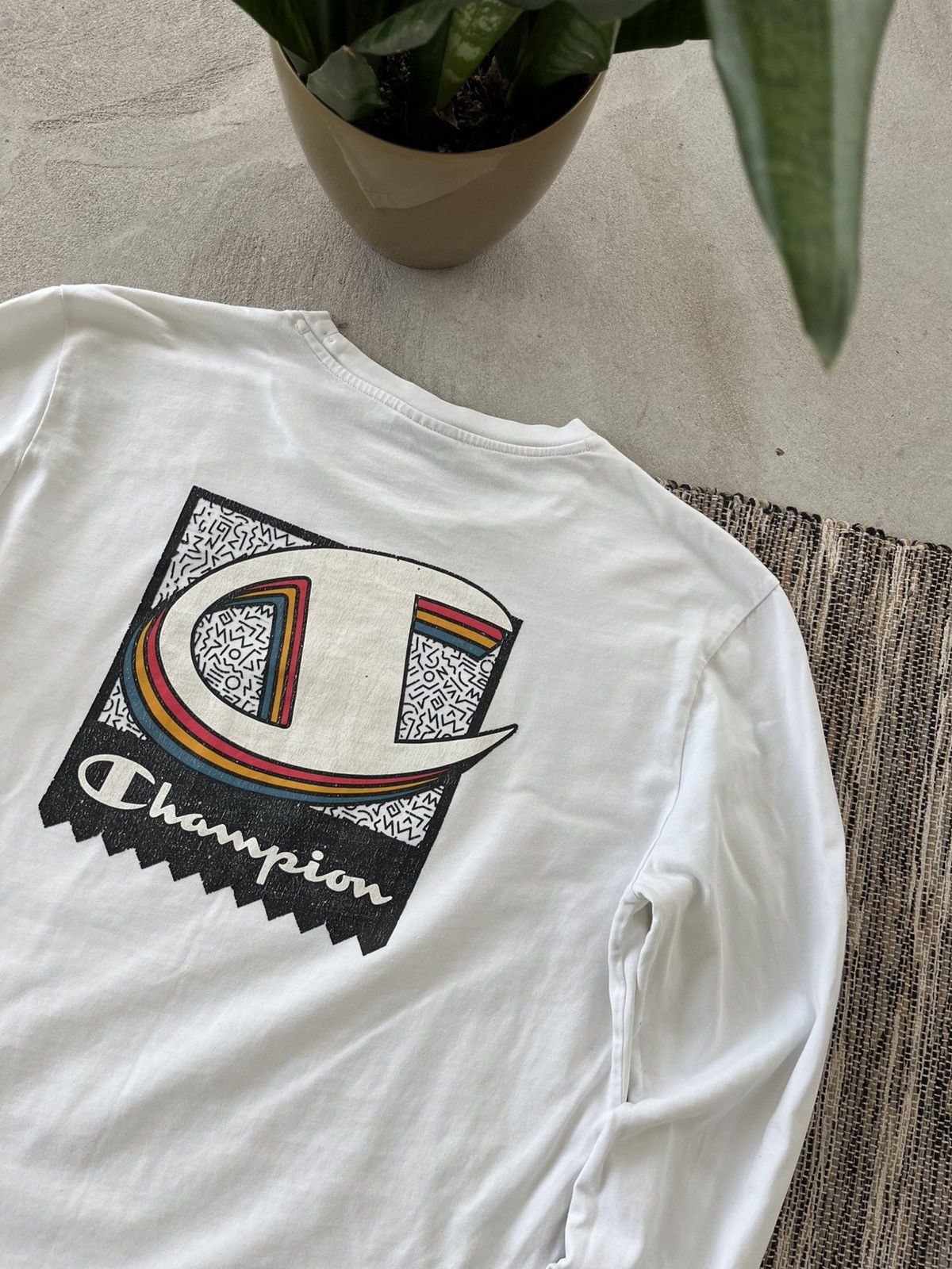 Champion × Vintage Vintage Champion Longsleeve Tshirt White Logo Blank tee Y2K Size US S / EU 44-46 / 1 - 12 Thumbnail