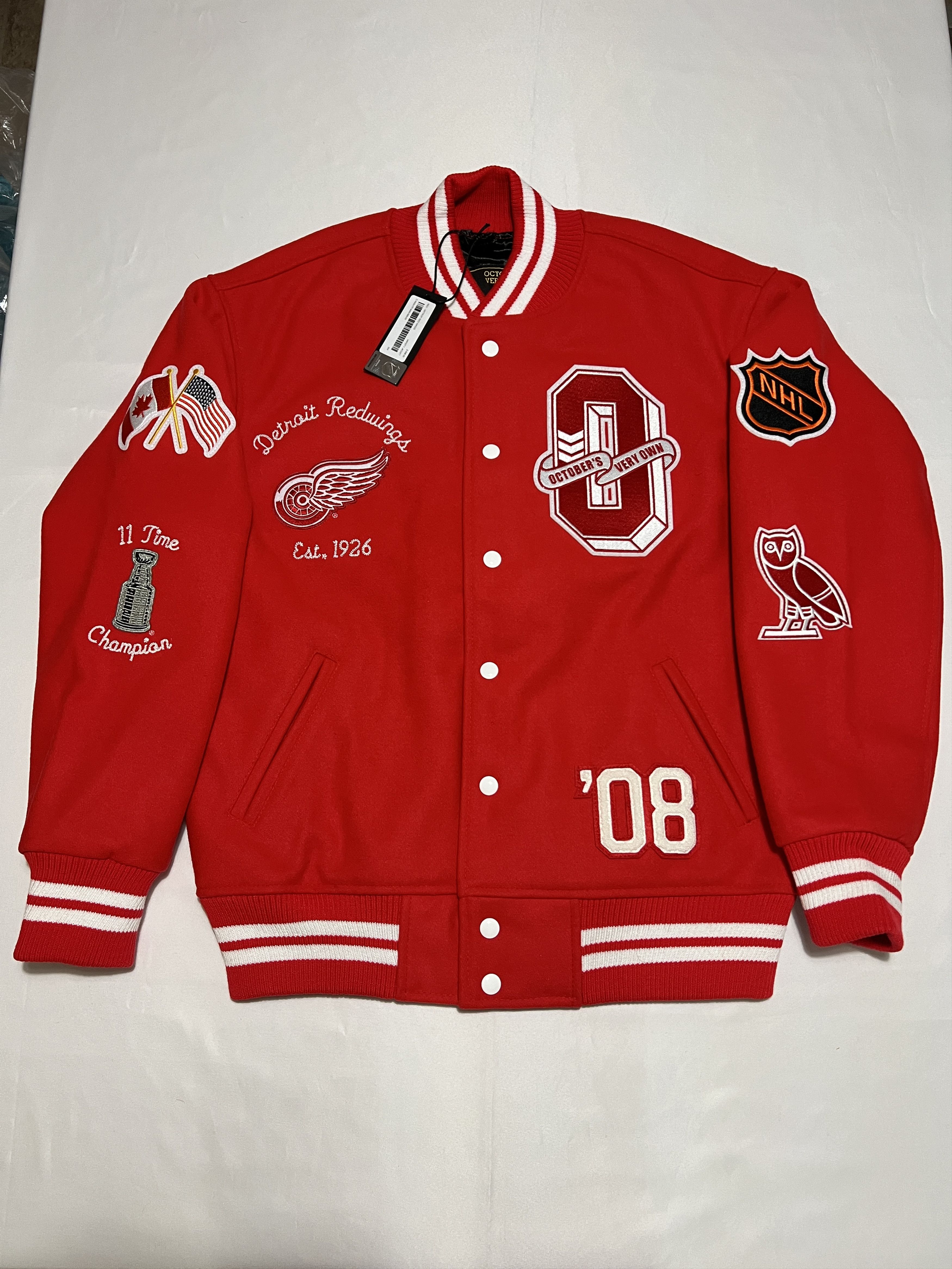 Drake × NHL × October's Very Own OVO x NHL Detroit Red Wings Varsity Jacket Size US S / EU 44-46 / 1 - 1 Thumbnail