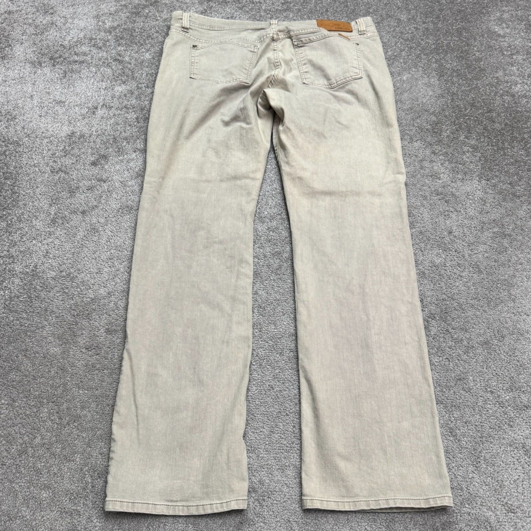 Denime Fidelity Jimmy Slim Straight Jeans Men 40 Beige Denim 5-Pocket Stretch Mens Size US 40 / EU 56 - 2 Thumbnail