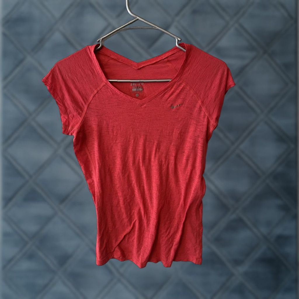 Nike Nike Dri-Fit T-Shirt Women Pink Short Sleeve V-Neck Athletic Size S Logo - Size S / US 4 / IT 40 - 1 Thumbnail