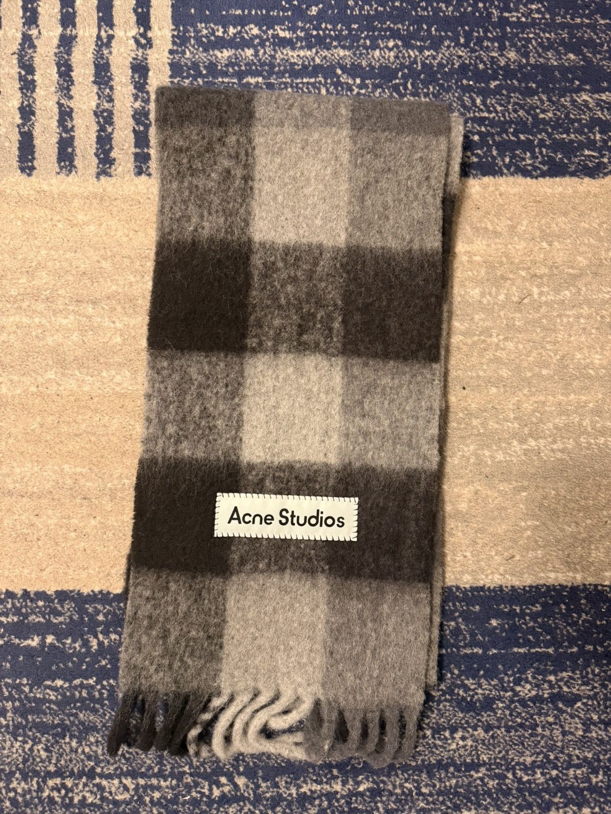 Acne Studios ACNE STUDIOS - Mohair Checked Scarf Dark Black Grey Dark Size ONE SIZE - 1 Thumbnail