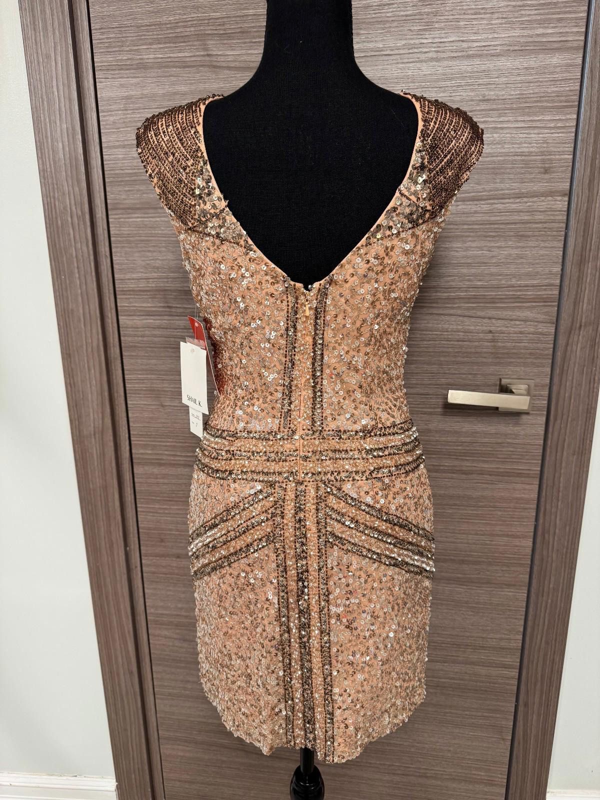 Other Shail K Sequin Cocktail Dress Sz 8 Rose Gold Sleeveless Silk Size M / US 6-8 / IT 42-44 - 9 Thumbnail