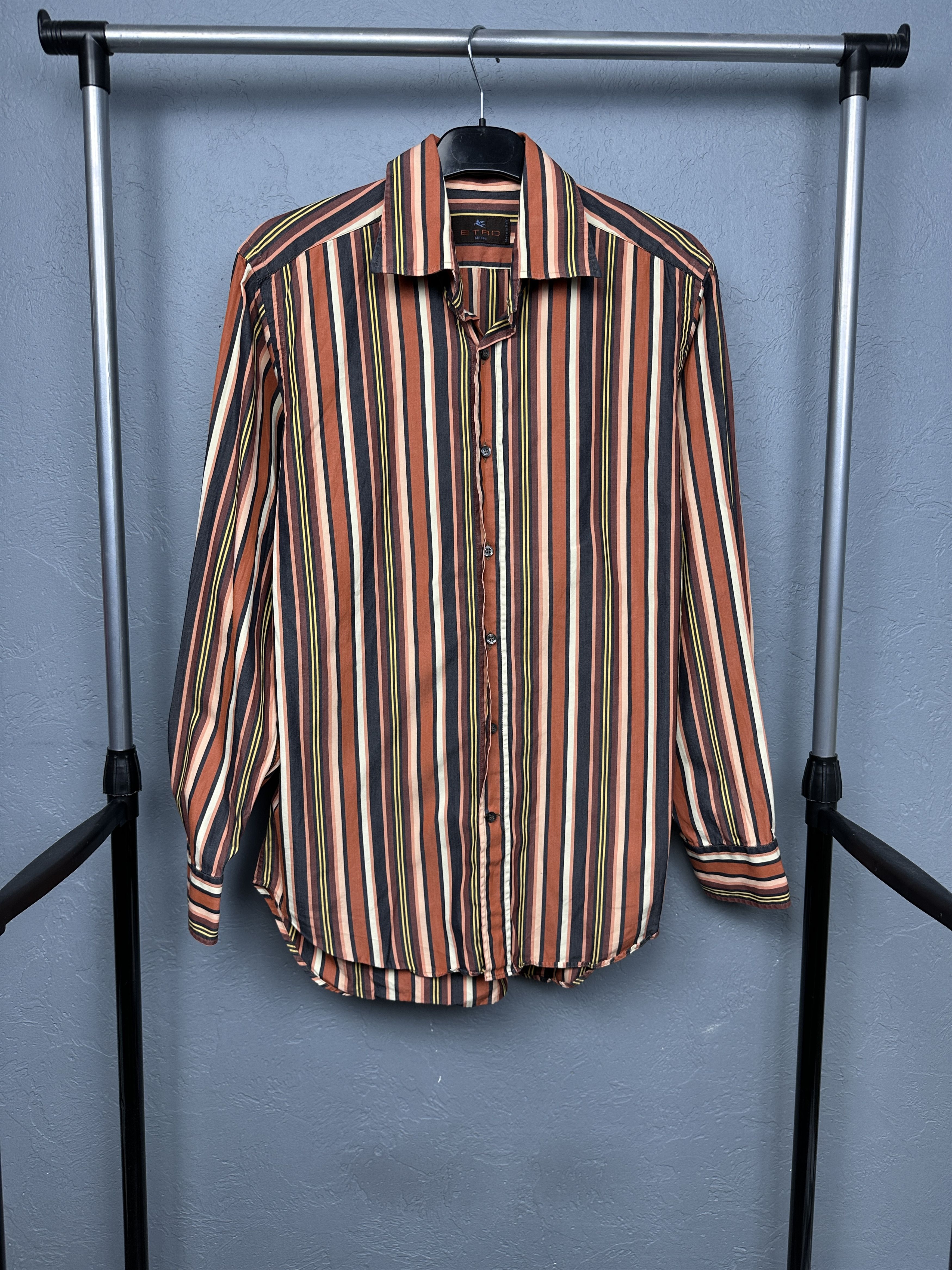 Etro Etro Milano Vintage Mens Striped Long Sleeve Shirt Size US M / EU 48-50 / 2 - 1 Thumbnail