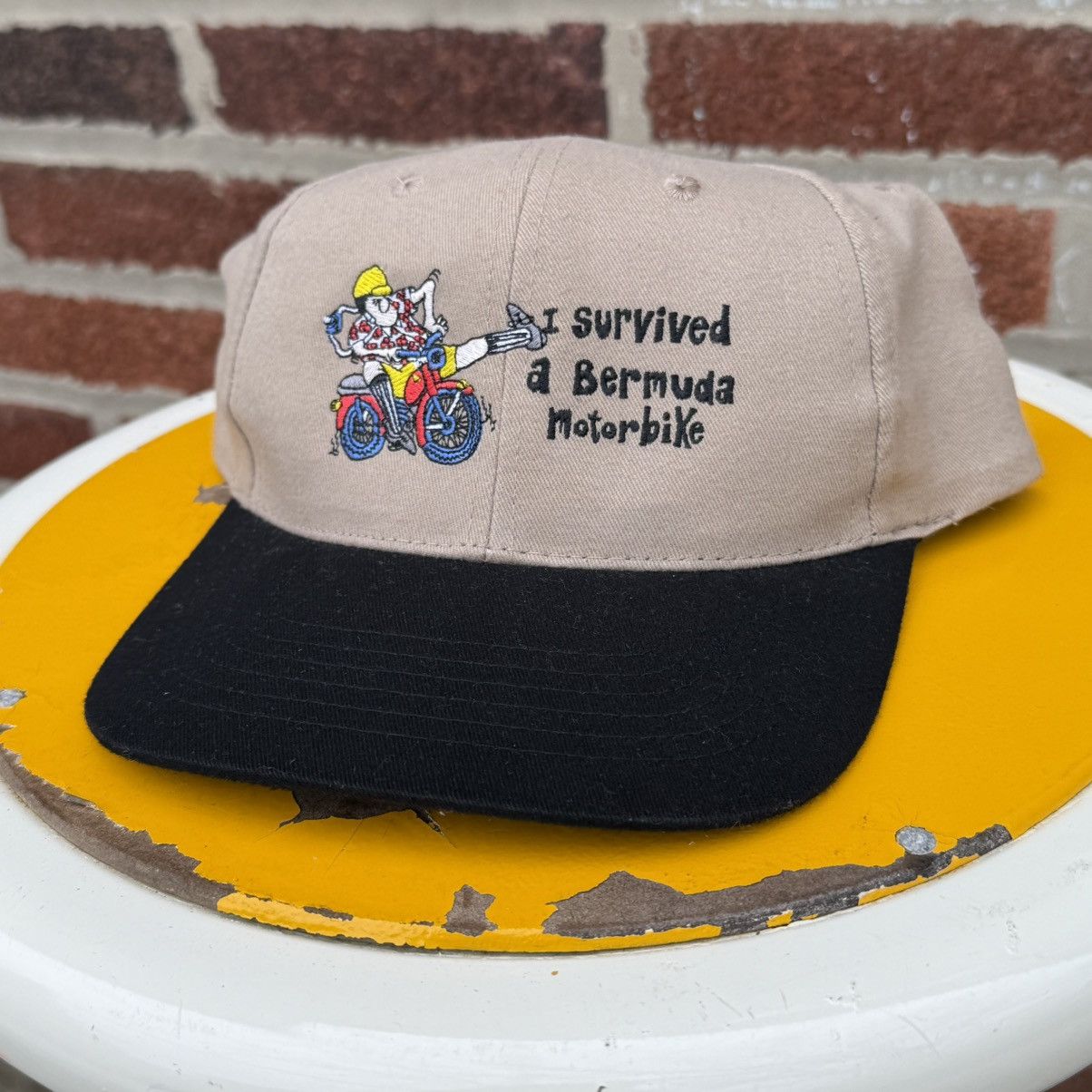 Vintage Vintage “I Survived a Bermuda Motorbike” Embroidered Cap Size ONE SIZE - 3 Thumbnail