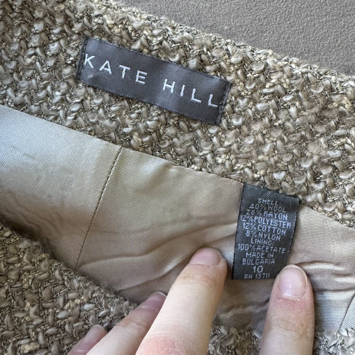 Other Vintage Kate Hill Tweed Wool Skirt Suit Set Size L / US 10 / IT 46 - 6 Thumbnail