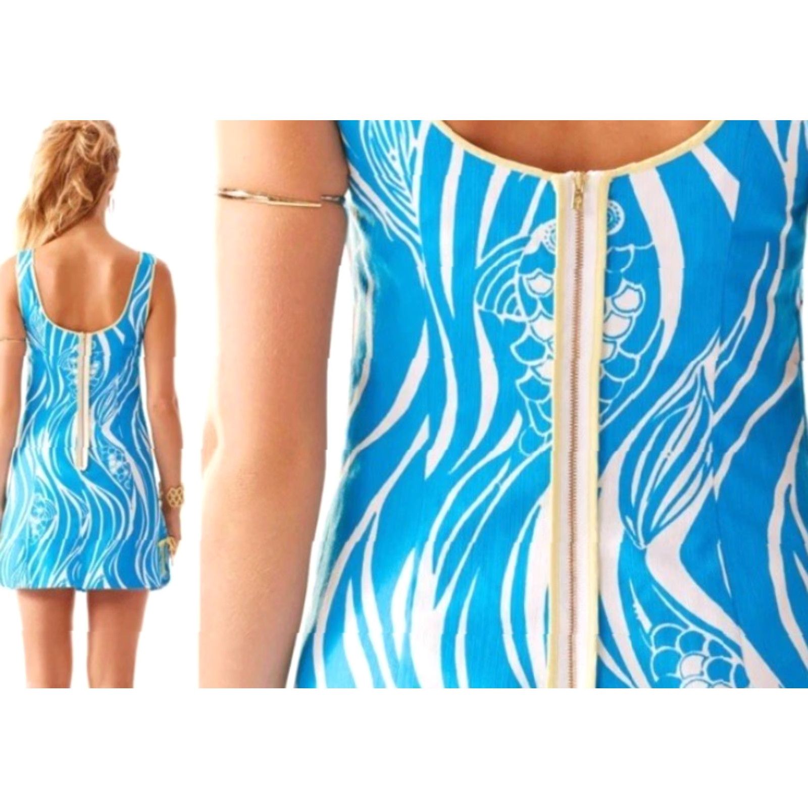 Lilly Pulitzer Lilly Pulitzer Delia Shift Dress Joe Fish Turquoise - Women - Dress - 12 - Turquoise - Fish Size XL / US 12-14 / IT 48-50 - 8 Thumbnail
