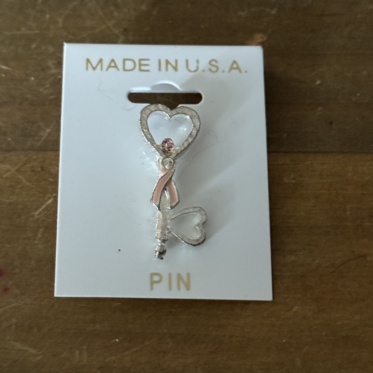 Other Silver tone skeleton heart key breast cancer awareness pin Size ONE SIZE - 2 Thumbnail