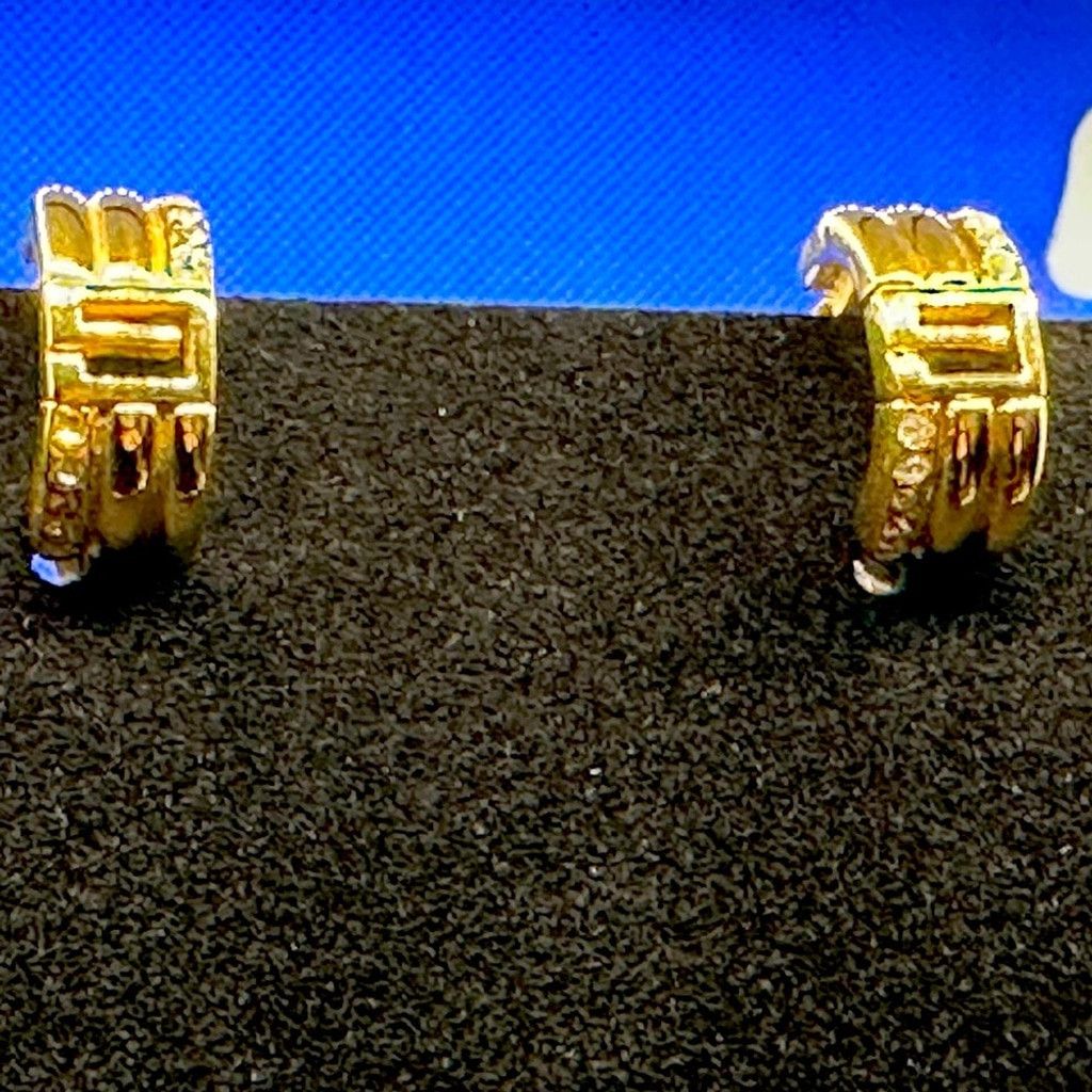 GIVENCHY G logo clip gold and crystal earrings