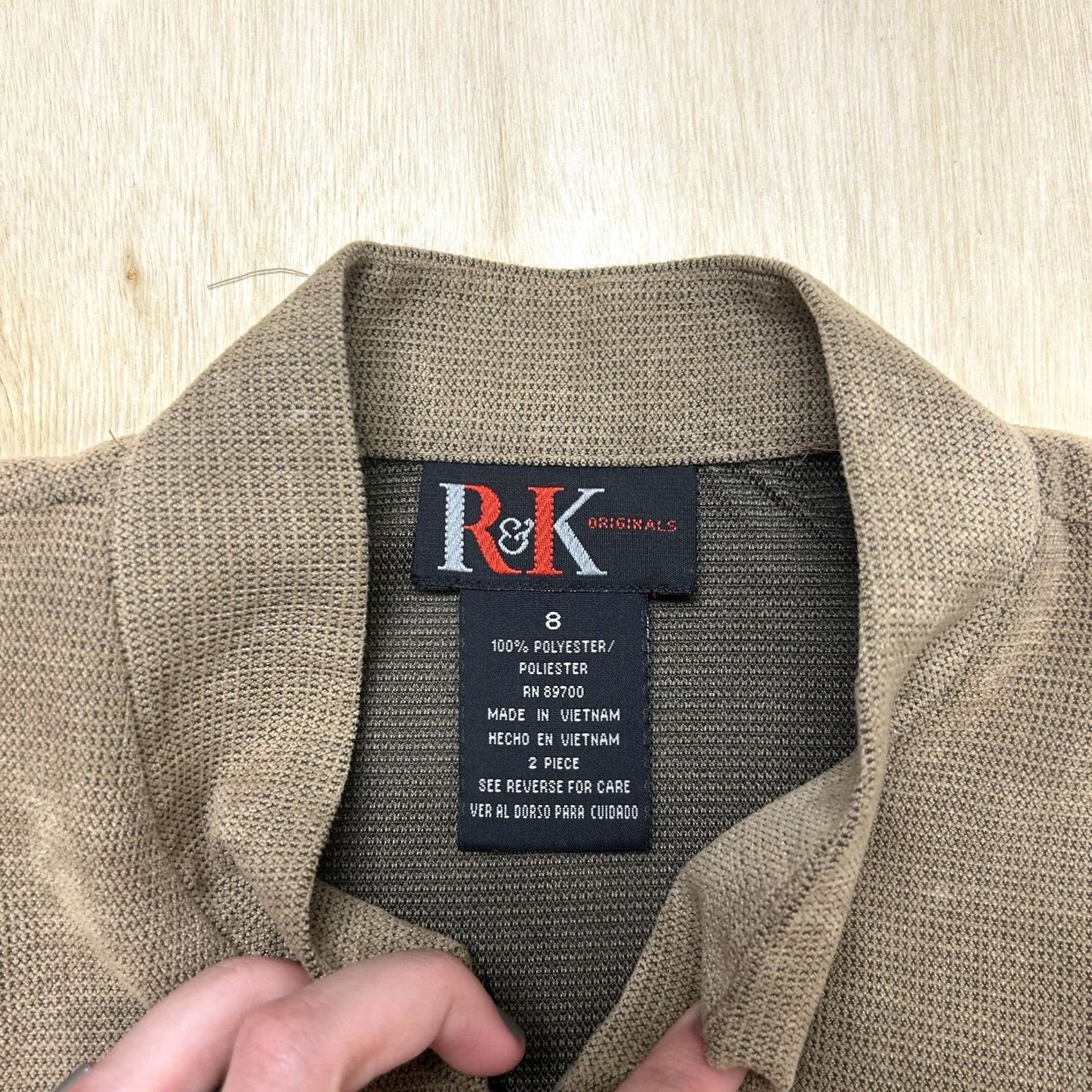 Vintage Vintage R&K Originals Blazer Jacket Womens 8 Beige Knit Full Zip Collared Lightweight Size M / US 6-8 / IT 42-44 - 2 Thumbnail