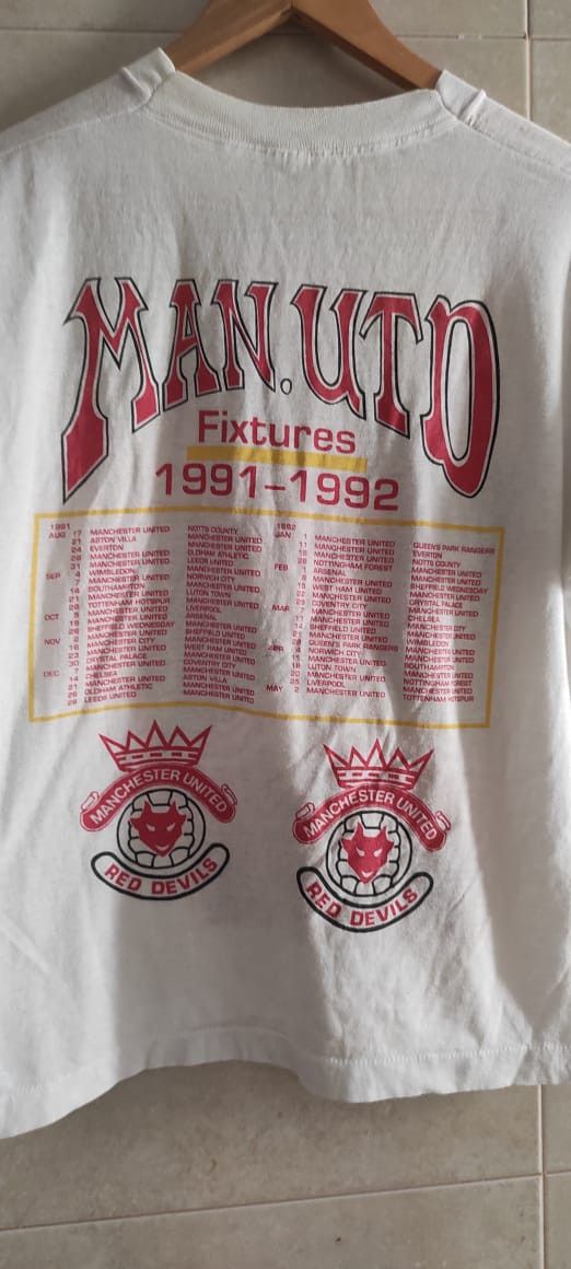 Vintage Manchester United Red Devils Mark Hughes Sport Tee 1991 Size US M / EU 48-50 / 2 - 10 Thumbnail