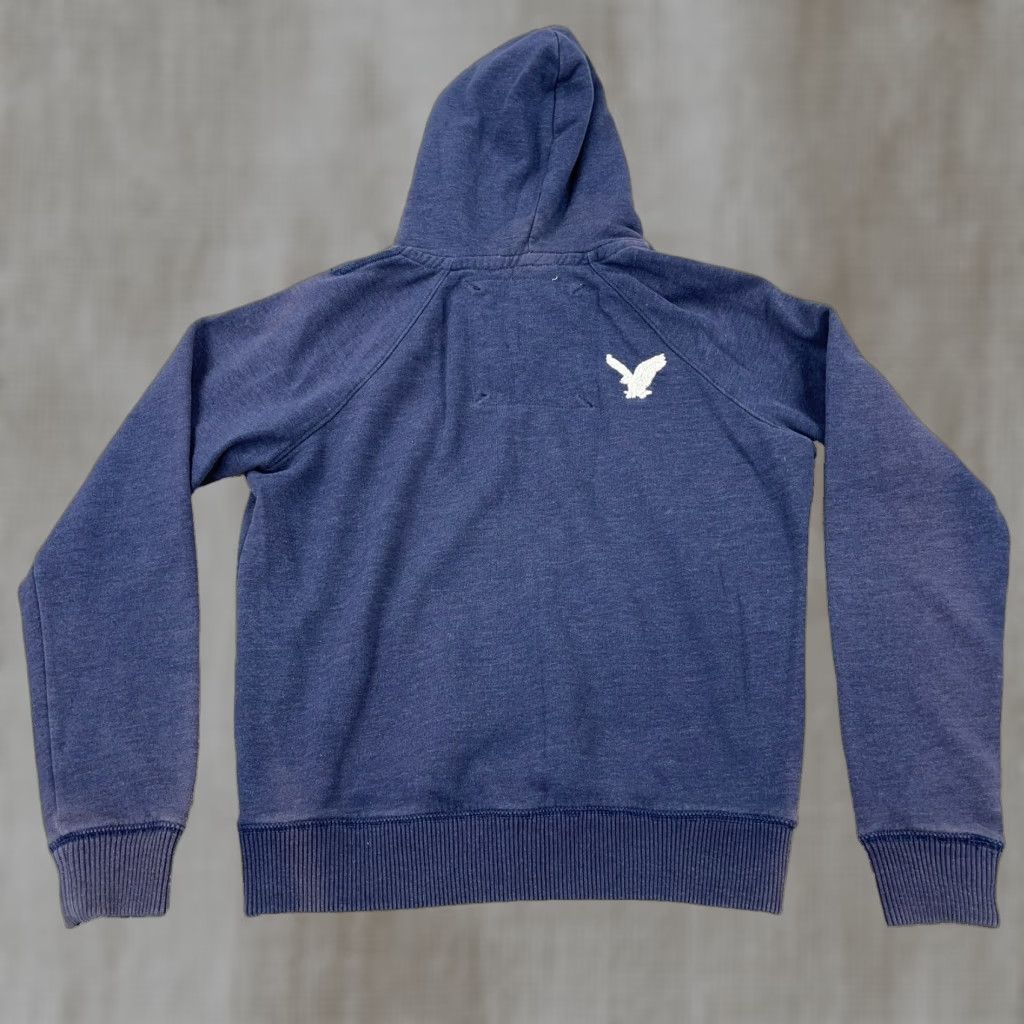 American Eagle Outfitters VINTAGE American Eagle Outfitters Hoodie Women L Blue Sun Faded Spell Out AEO 77 90s Modern Preppy Size L / US 10 / IT 46 - 1 Thumbnail