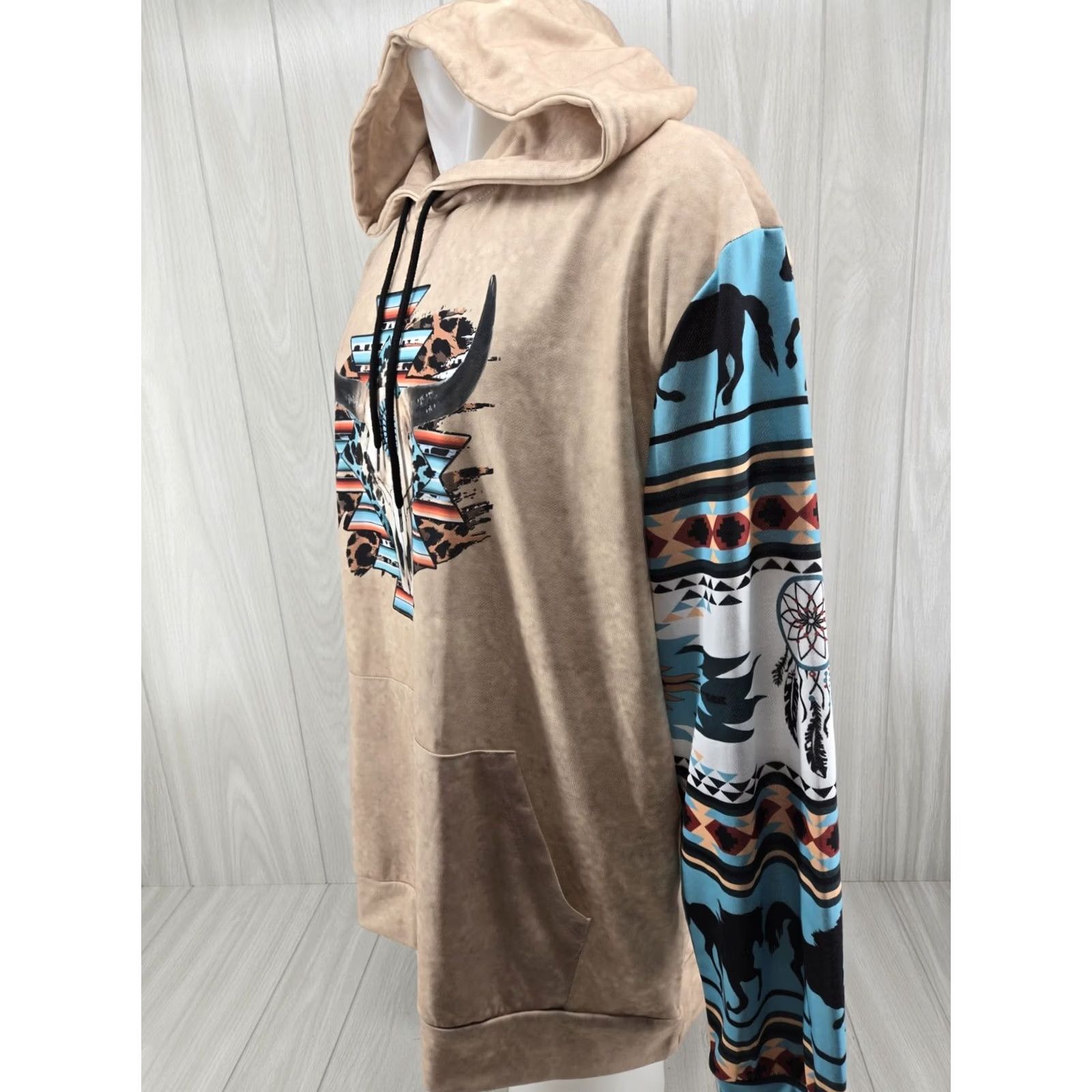 Vintage VINTAGE Tribal Hoodie Mens XL Western Style Royaura Hooded Pullover Size US XL / EU 56 / 4 - 3 Thumbnail