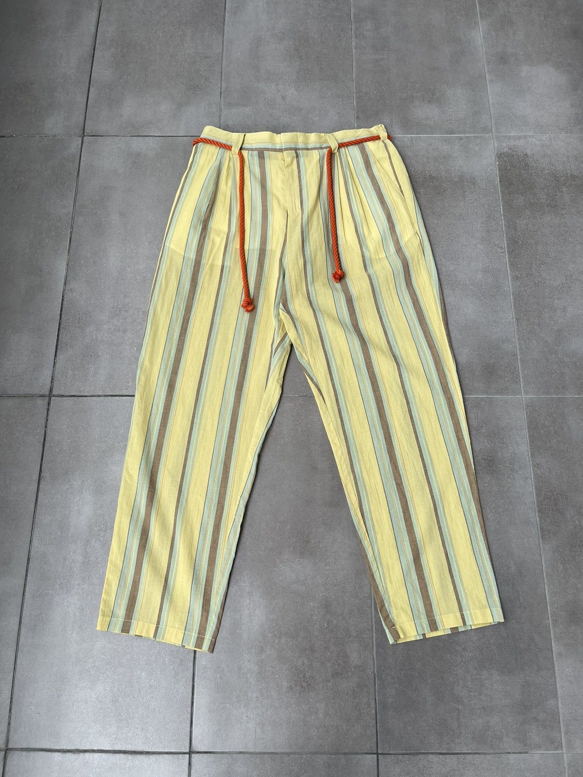 Viktor & Rolf !DS! SS20 Viktor & Rolf Stripe Print Yellow Trousers Size US 36 / EU 52 - 5 Thumbnail