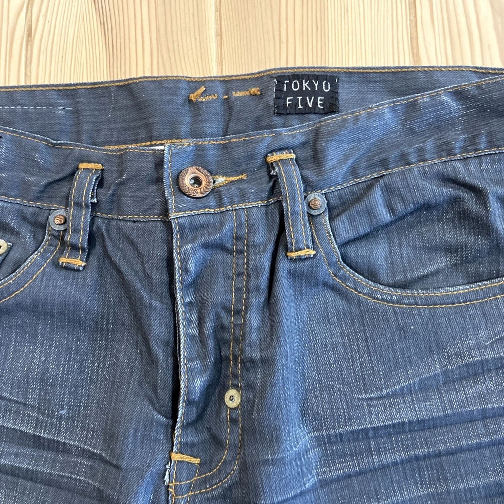 Vintage TOKYO FIVE Jeans 5-Pocket Distressed Dark Wash Regular Straight Fit Mens 30 Gray Size US 30 / EU 46 - 2 Thumbnail