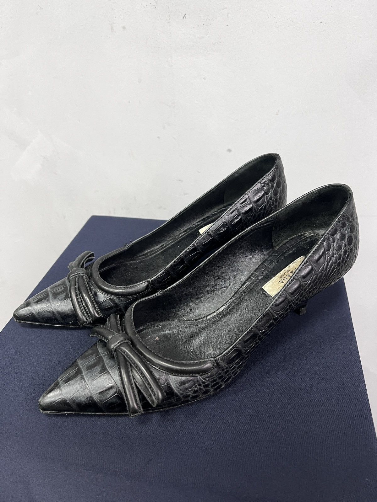 Prada Prada crocodile Leather Heels Women’s 37.5 vintage y2k Size US 7.5 / IT 37.5 - 1 Thumbnail