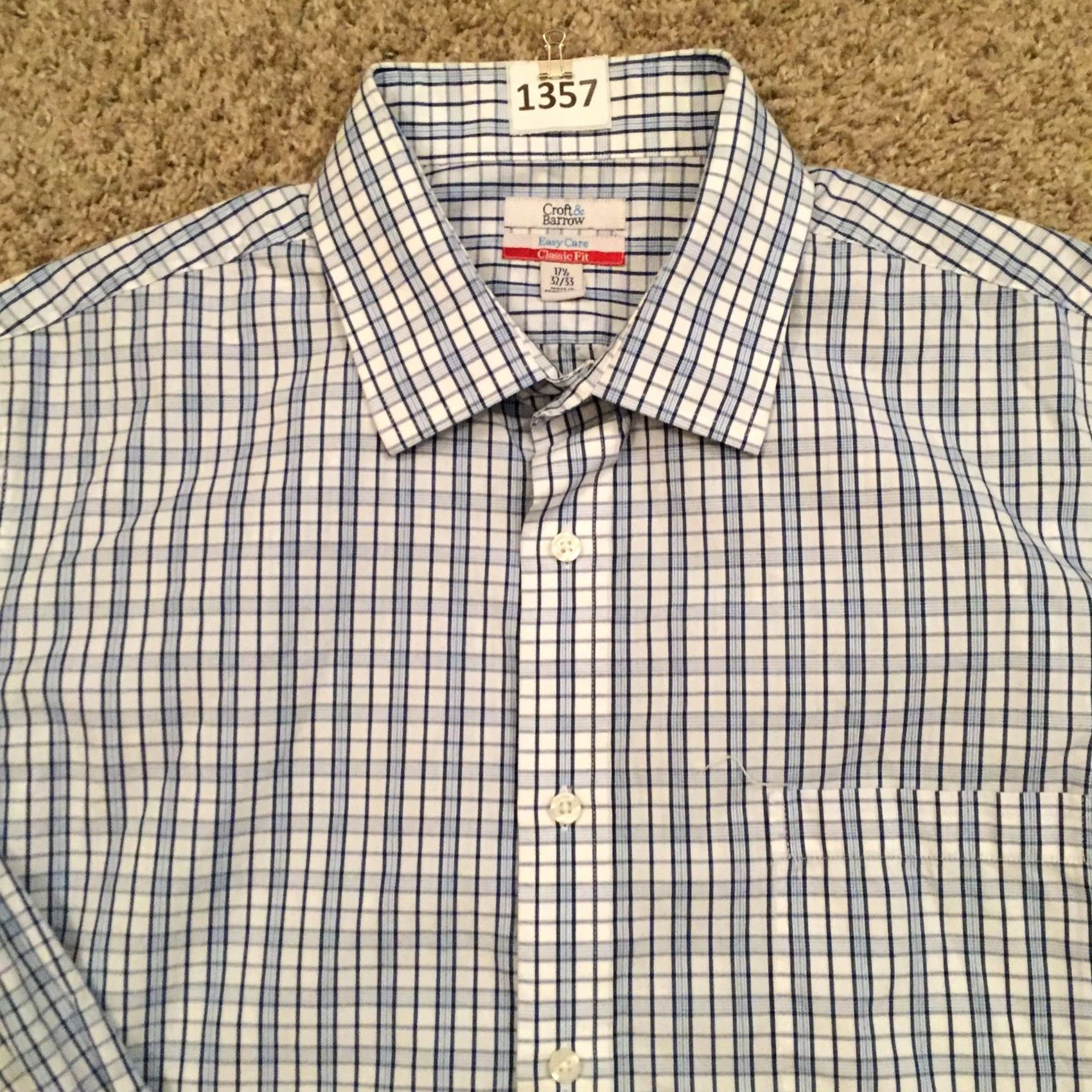 Croft & Barrow Croft & Barrow Shirt Mens 17.5 Classic Fit Blue Plaid Long Sleeve Button Up Size US XXL / EU 58 / 5 - 3 Thumbnail