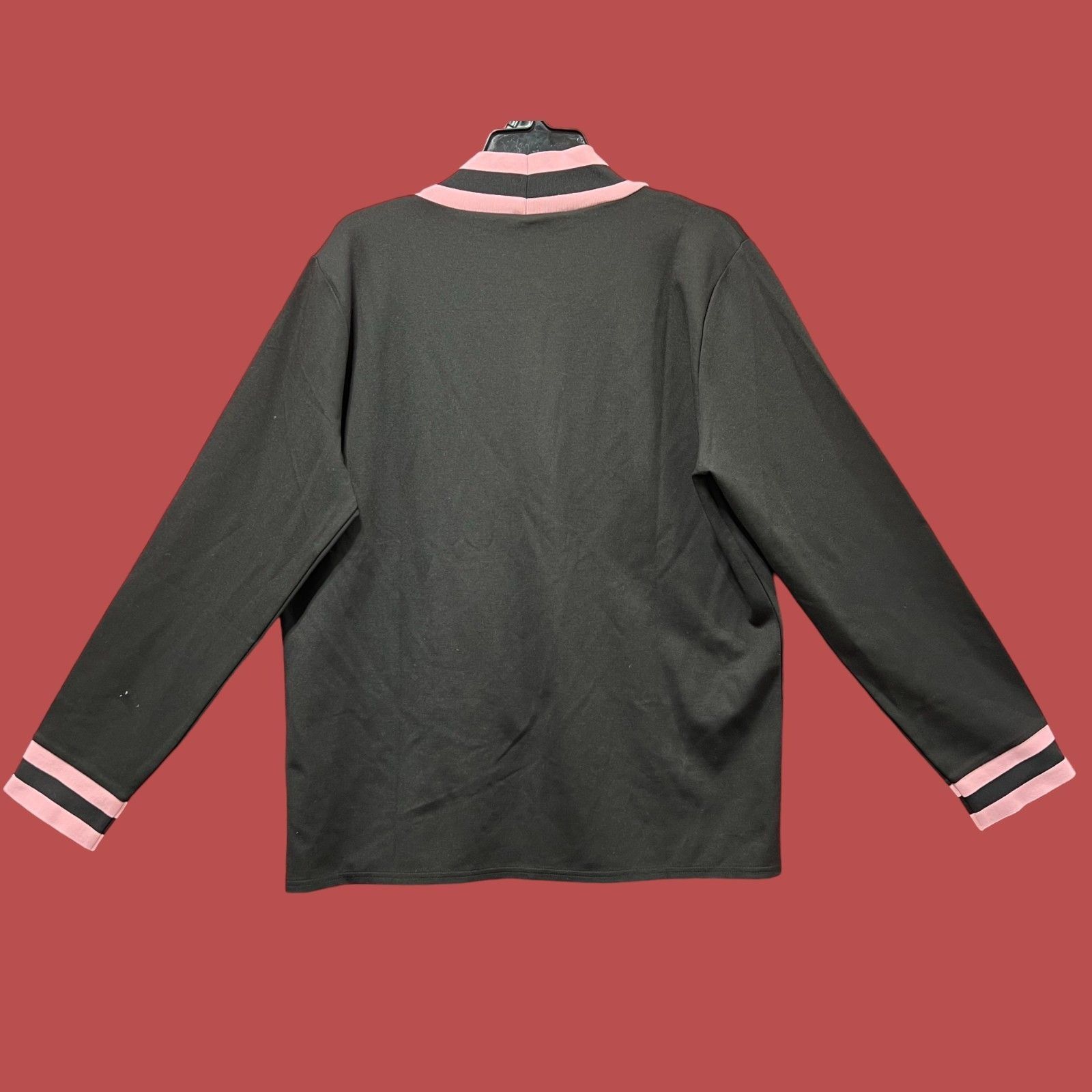 Other Double Jinx - Women's Striped-Edge Cardigan Sweater - Black/ Size XL / US 12-14 / IT 48-50 - 2 Thumbnail