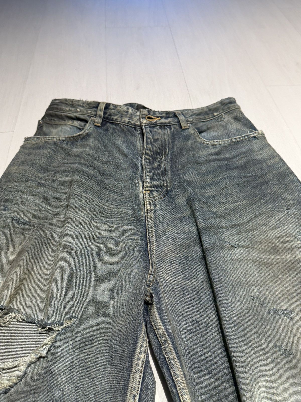 Balenciaga Balenciaga Mud Show Oil Spill Distressed Pants XS Size US 30 / EU 46 - 2 Thumbnail