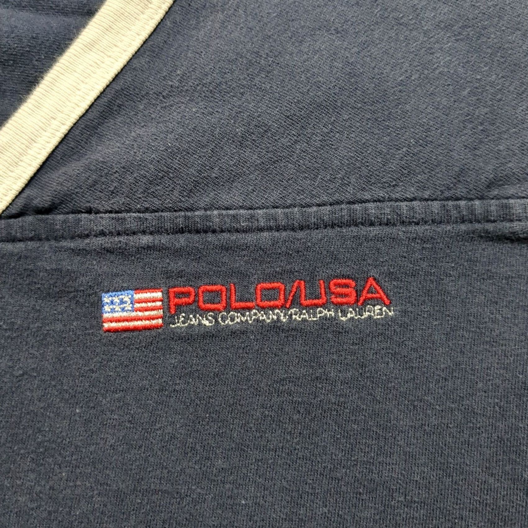 Ralph Lauren VINTAGE Polo Jeans Co. Ralph Lauren USA Flag V-Neck Ringer T-Shirt Navy Mens XL Size US XL / EU 56 / 4 - 3 Thumbnail