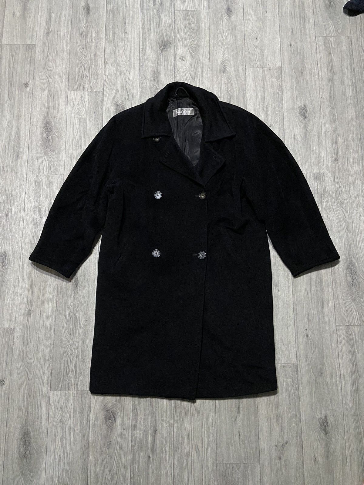 image of Italian Designers x Max Mara Long Coat Max Mara Wool Made In Italy in Black, Women's (Size Small)