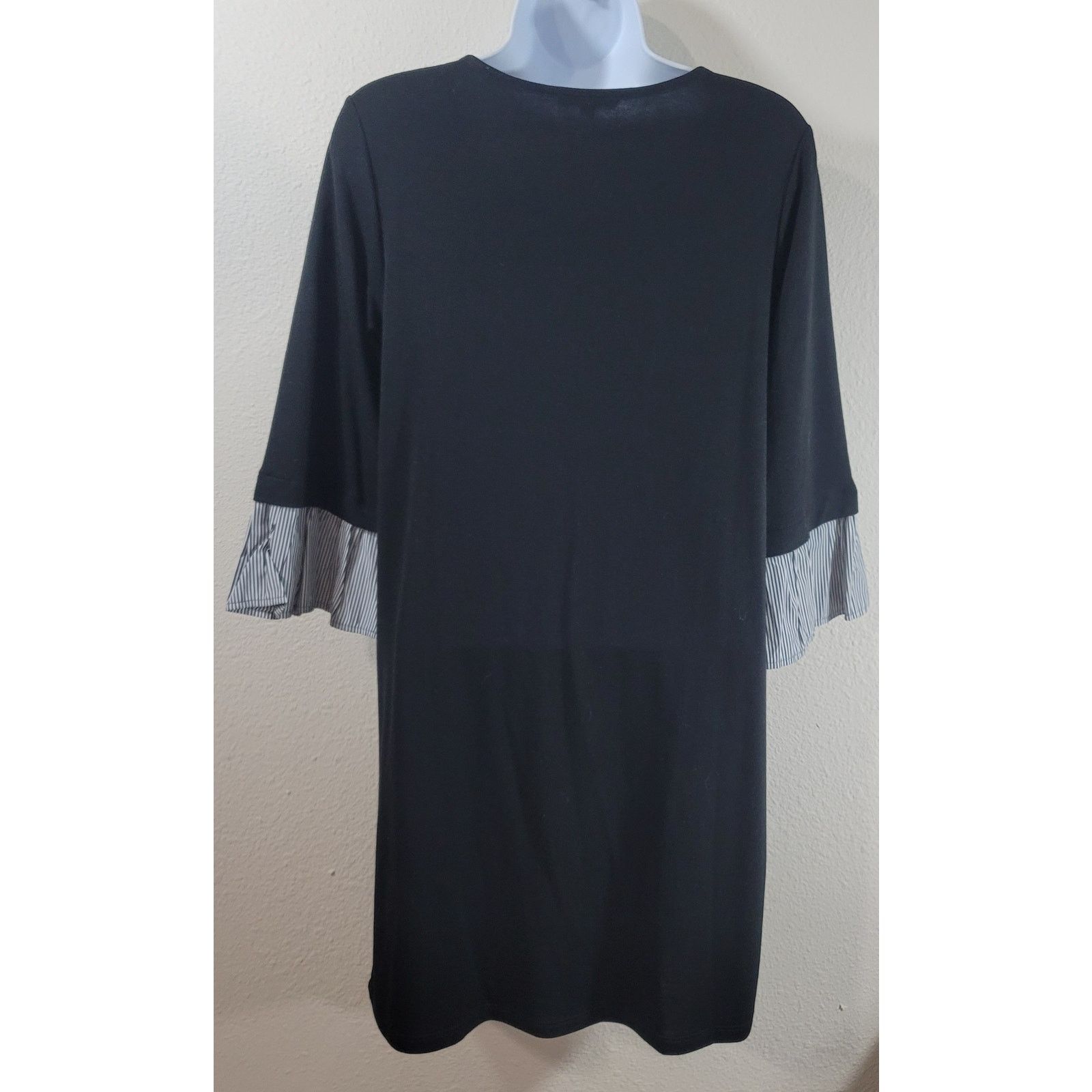 Other Pleione Black 3/4 Ruffled Sleeves A Line Mini Dress Small Size S / US 4 / IT 40 - 2 Thumbnail