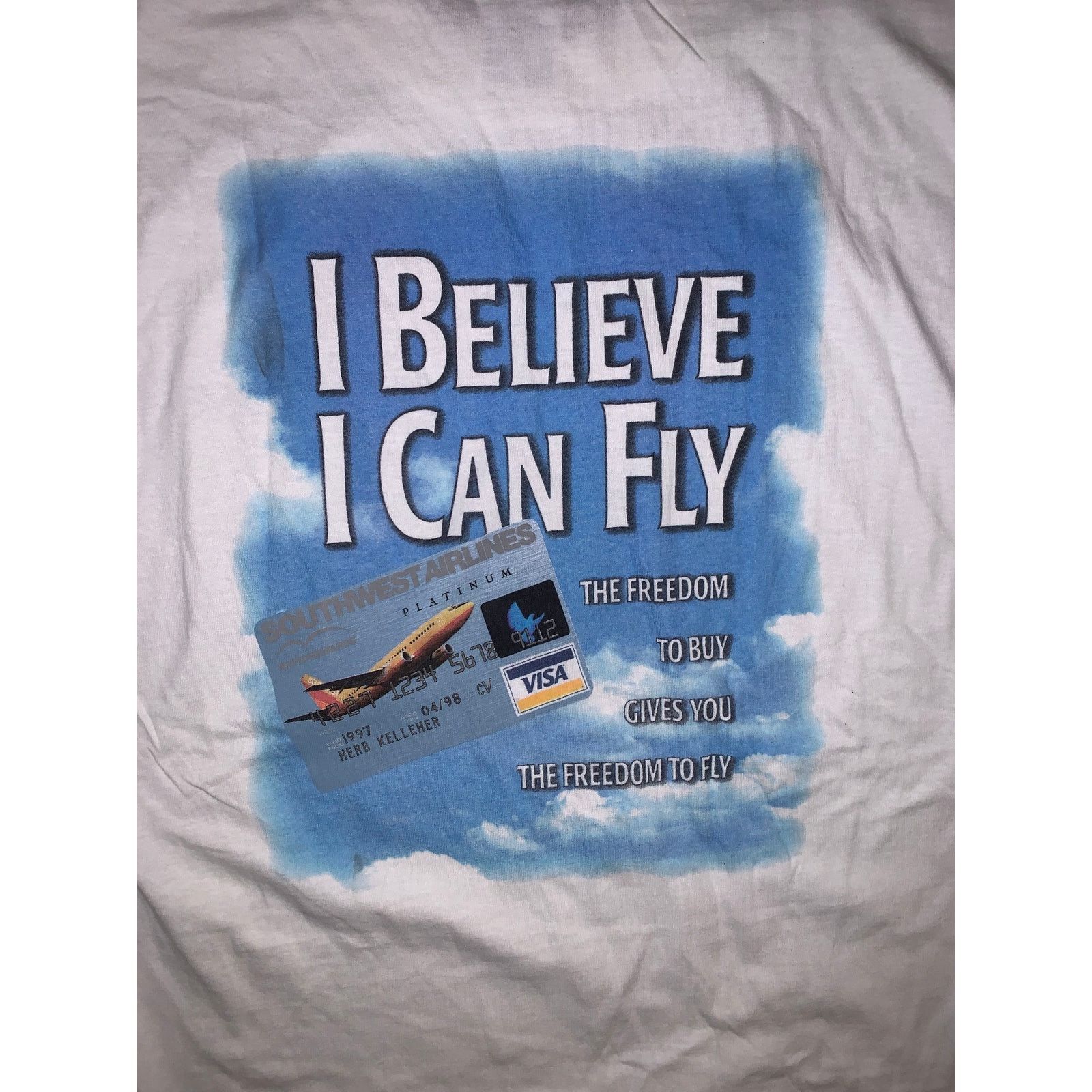 Gildan Southwest Airlines Visa Promo T Shirt I Believe I Can Fly XL Size US XL / EU 56 / 4 - 2 Thumbnail