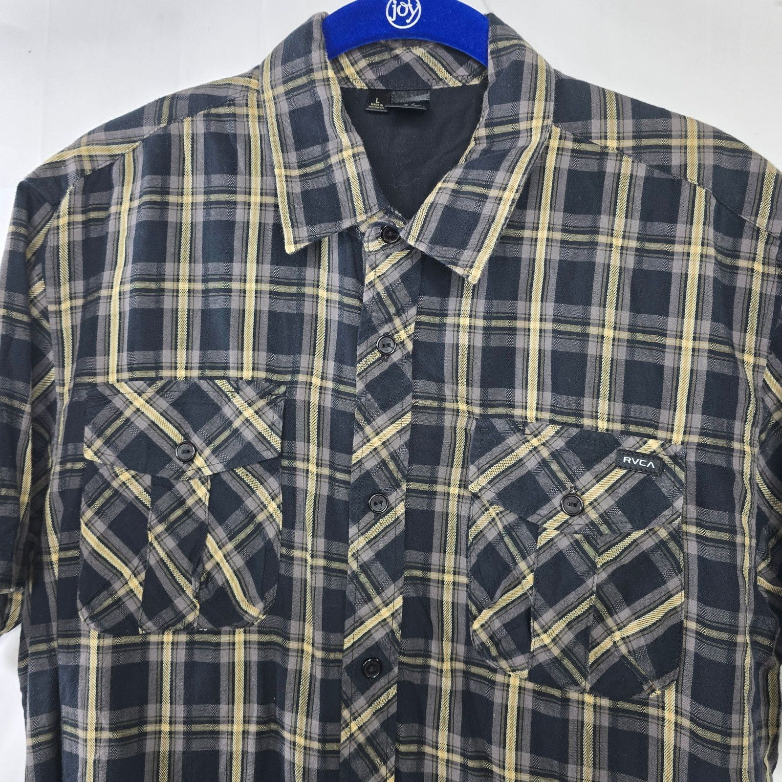 RVCA RVCA Black Tan Plaid Short Sleeve Button-up Shirt Sz Large Size US L / EU 52-54 / 3 - 3 Thumbnail