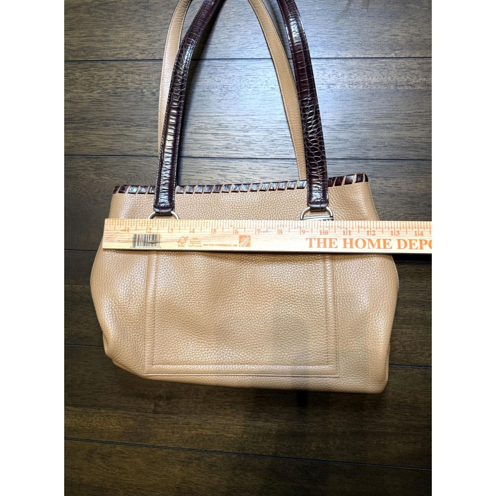 Brighton Brighton Tote Bag Womens Large Tan Leather Shoulder Purse Brown Croc Trim Scroll Size ONE SIZE - 2 Thumbnail