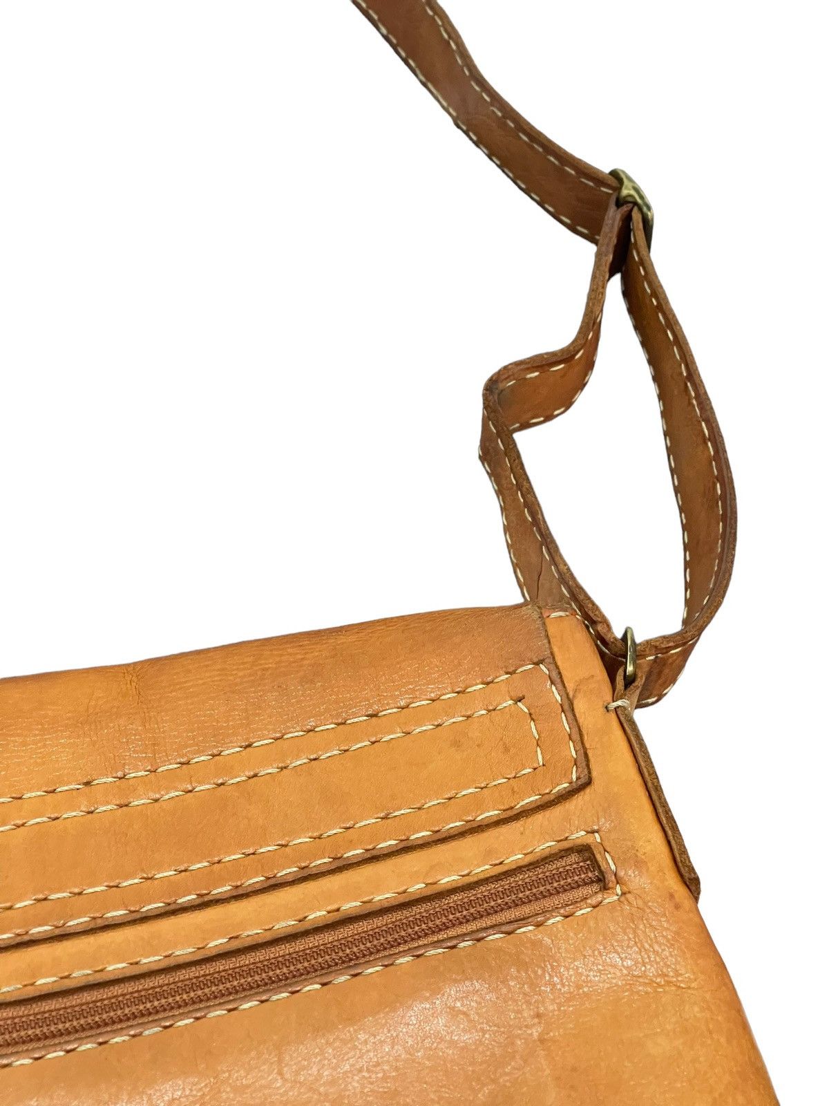 Genuine Leather Full Leather Patina Unknown Handmade Cross Body Bag 3🟩 Size ONE SIZE - 15 Thumbnail