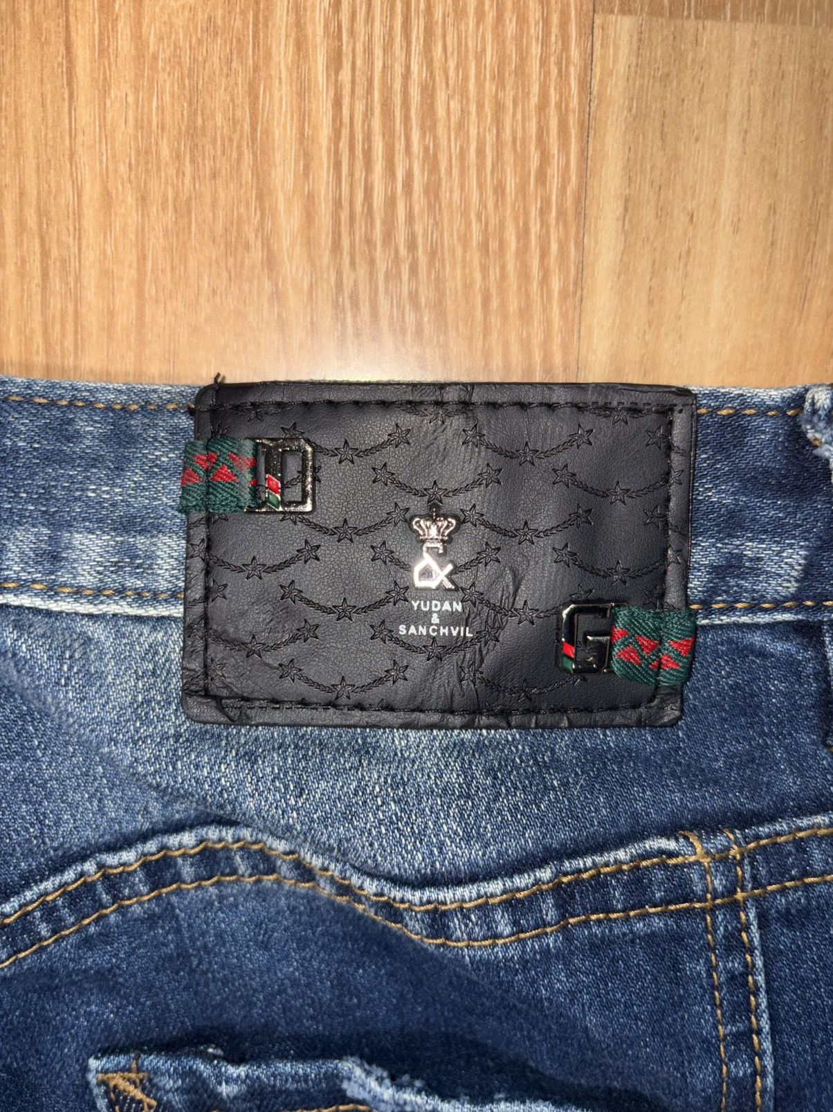 Japanese Brand YUDAN & SANCHVIL Paint Splatter Patchwork Cropped Denim Size US 34 / EU 50 - 10 Thumbnail