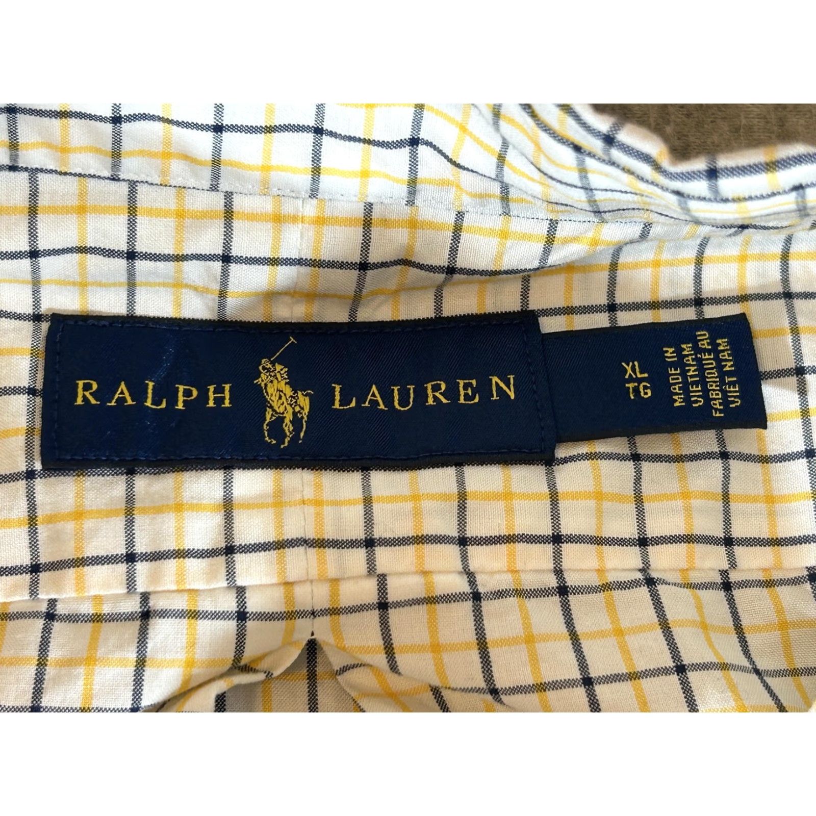 Ralph Lauren Ralph Lauren Shirt Mens XL White Yellow Check Long Sleeve Button Polo Cotton Shirt Size US XL / EU 56 / 4 - 7 Thumbnail