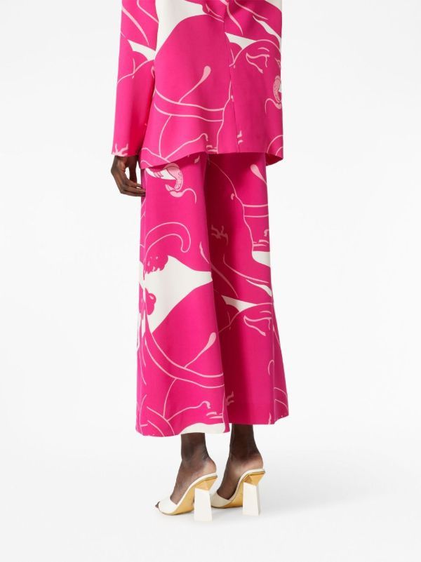 Valentino o1s22i1n0924 Cady Panther Cropped Pants in Pink Size 30" / US 8 / IT 44 - 4 Thumbnail