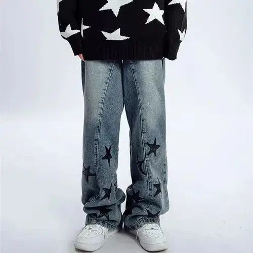 VIBE High street washed embroidered star patch jeans Size US 32 / EU 48 - 3 Thumbnail