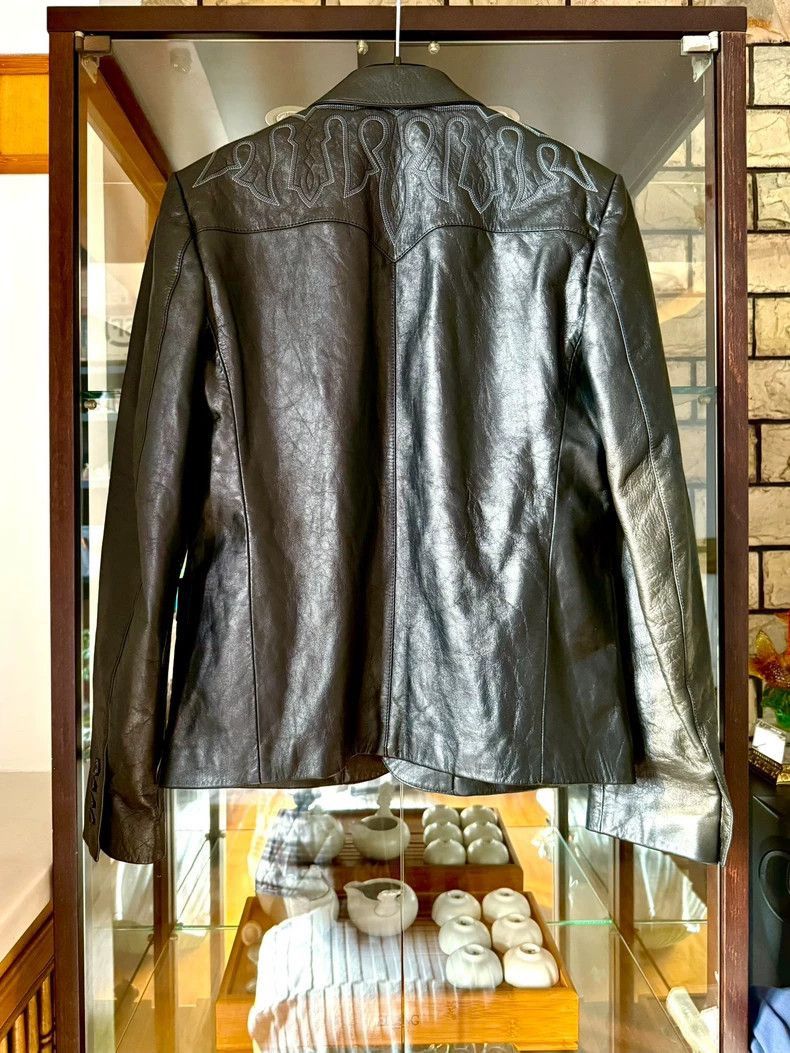 Saint Laurent Paris Saint Laurent Paris Saint Laurent Leather Blazer with Embr Size US XL / EU 56 / 4 - 5 Thumbnail