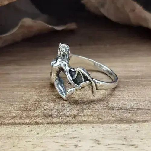 Jewelry Demon Girl Ring Satan Devil Goth Punk Rock Jewelry Chrome Size ONE SIZE - 2 Thumbnail