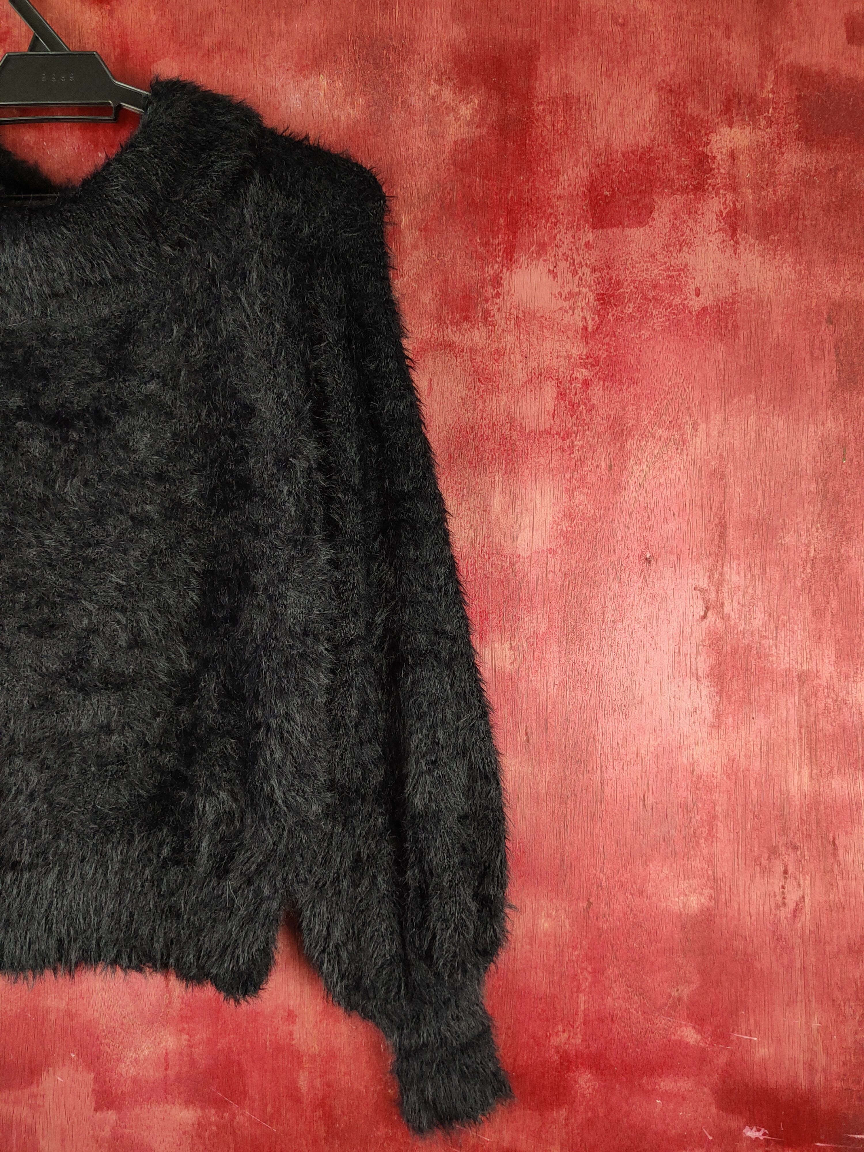 Aran Isles Knitwear Browny Black Shag Shaggy Fur Mohair Knitwear #S1972 Size S / US 4 / IT 40 - 5 Thumbnail