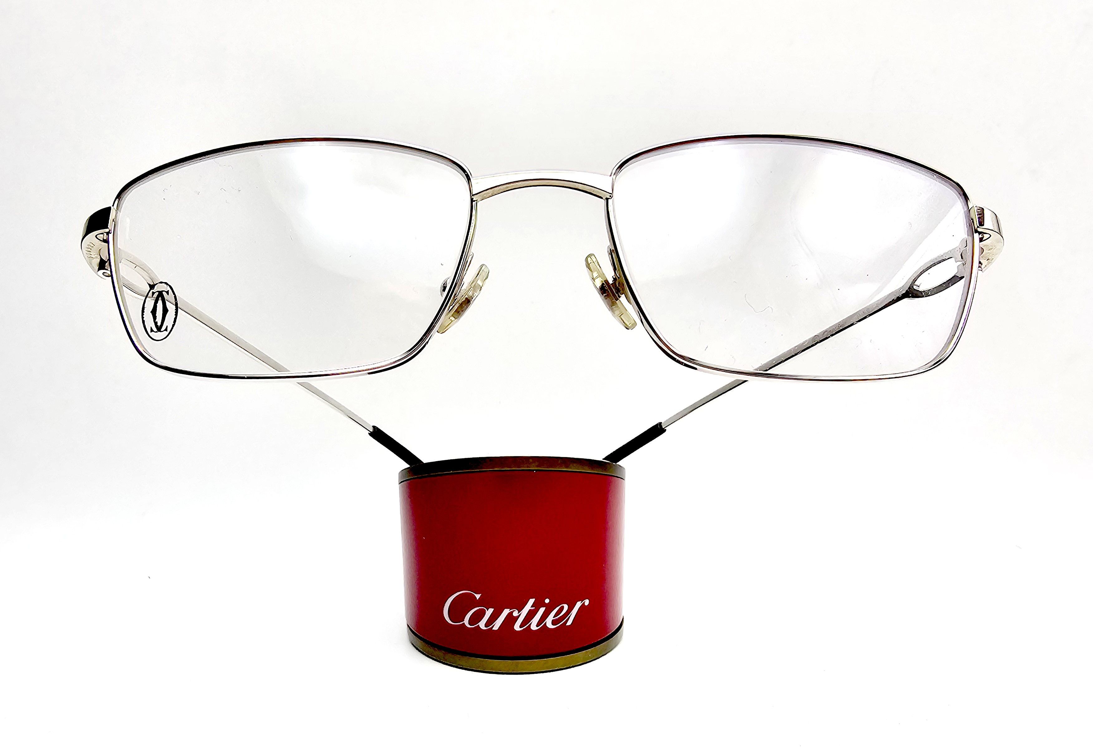 image of New! Cartier C-Decor Full Rim Silver Glasses, Men's