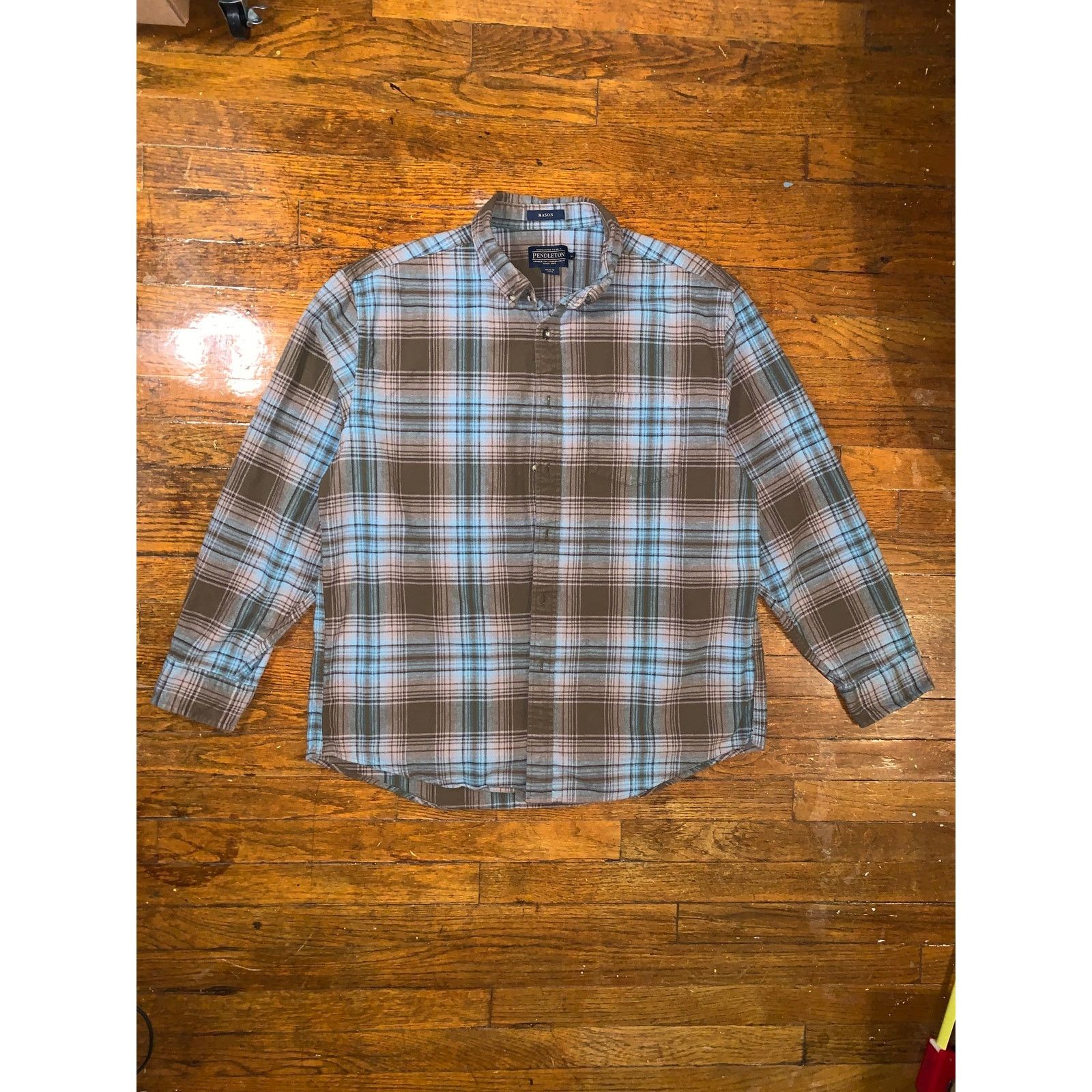 Pendleton Pendleton Plaid Flannel Shirt XL Brown Blue Button Up Mason Size US XL / EU 56 / 4 - 1 Thumbnail