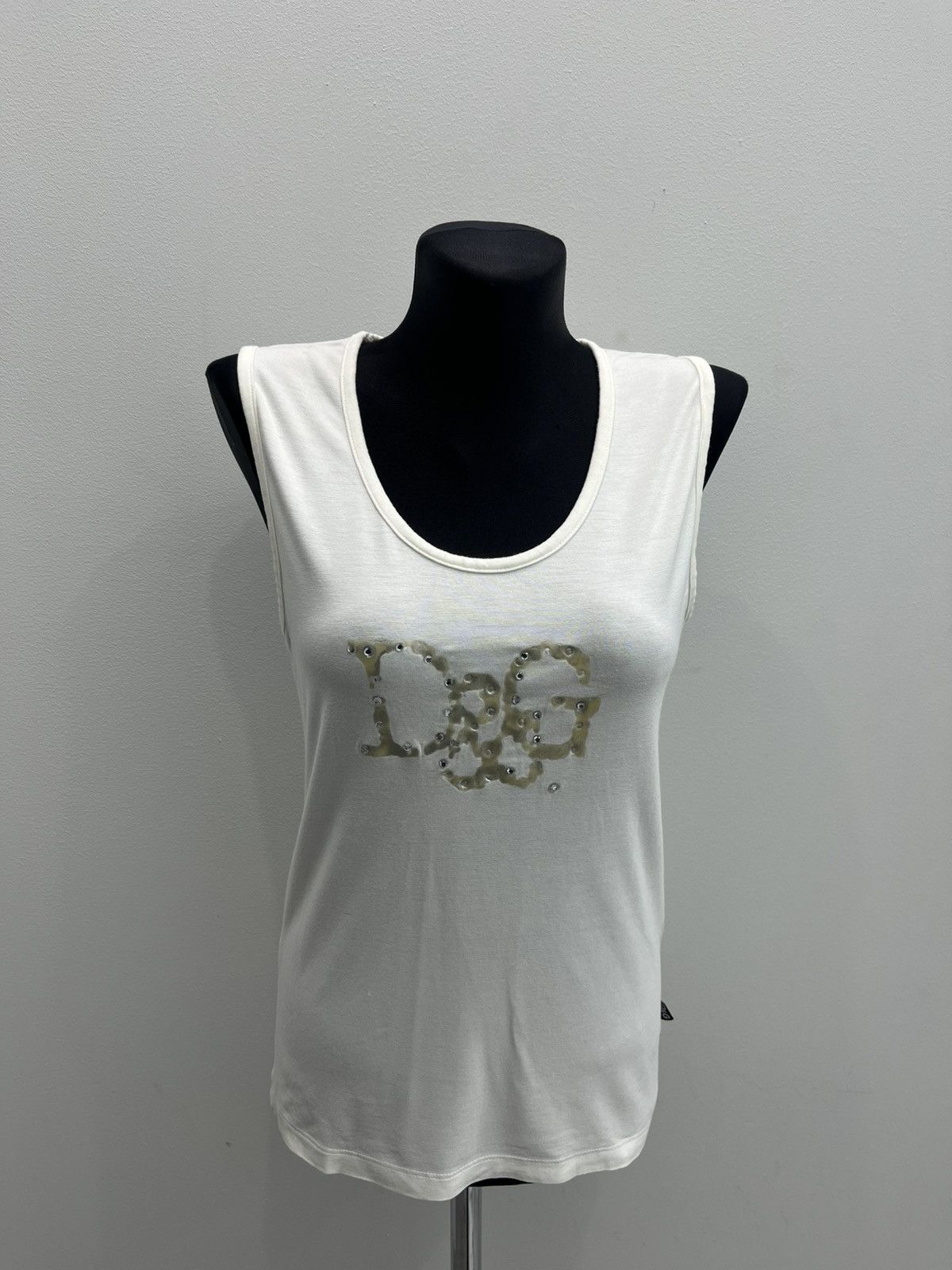 Dolce & Gabbana Vintage Dolce & Gabbana Y2K Crystals Cotton Tank Top Tee Size M / US 6-8 / IT 42-44 - 1 Thumbnail