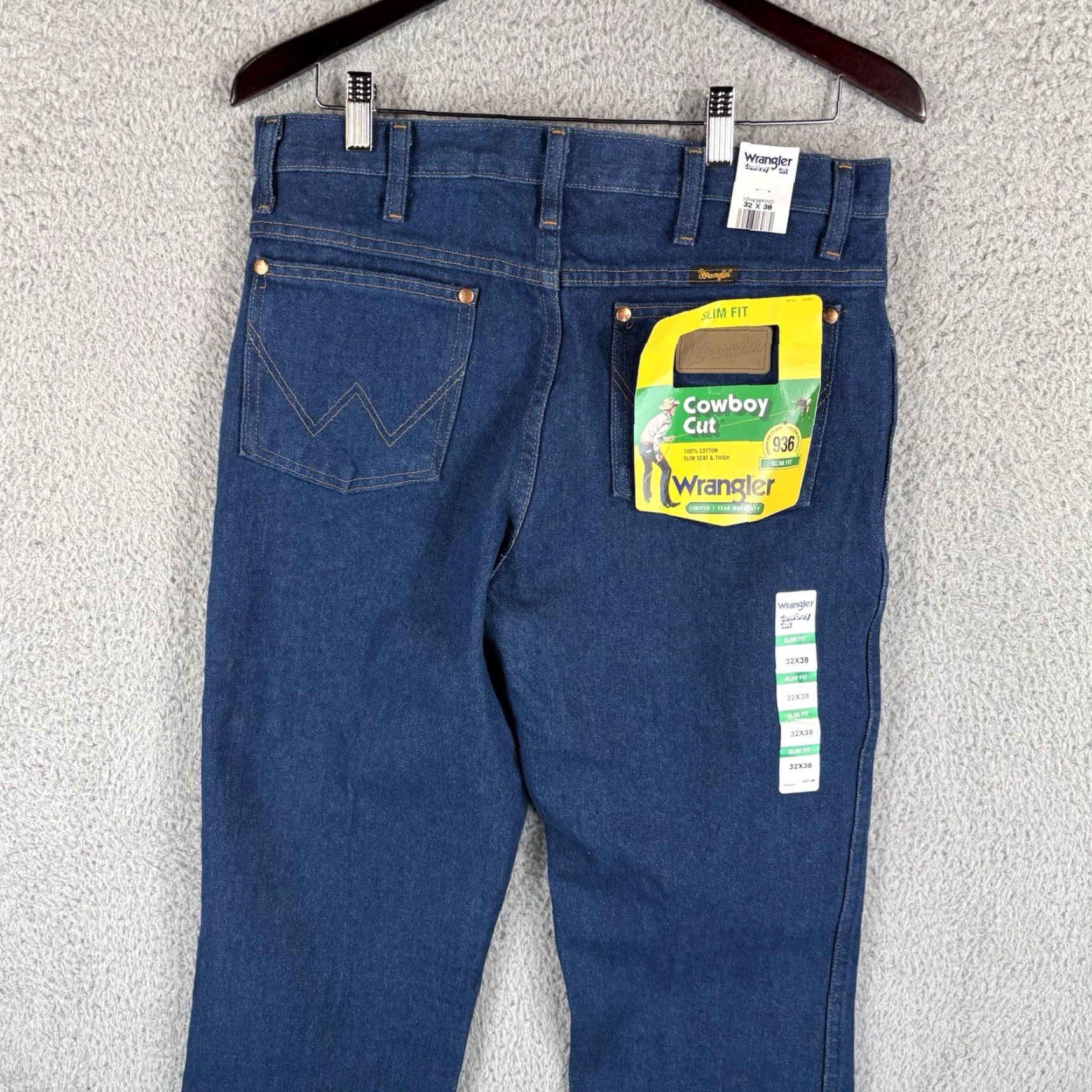 Wrangler Wrangler Cowboy Cut 936 Slim Fit Jeans 32x38 Medium Wash Blue Denim 100% Cotton Mens Regular Y2K Cowboy Cut Slim Fit Straight Jeans Size US 32 / EU 48 - 4 Thumbnail